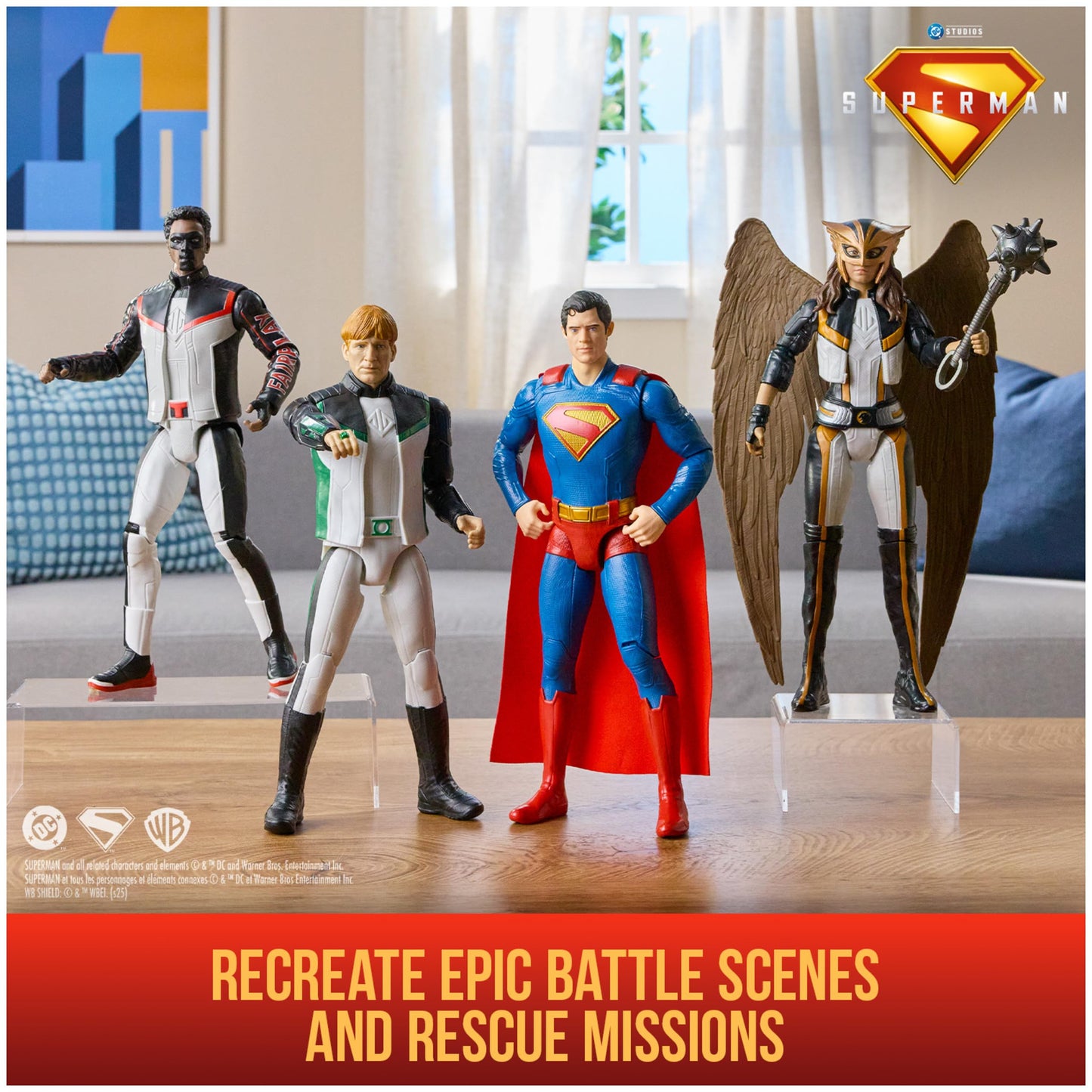DC Comics, Superman, Green Lantern, Hawkgirl, and Mr. Terrific 4-Pack, 12-Inch Action Figure Set, Superhero Toys for Kids Ages 4 and Up