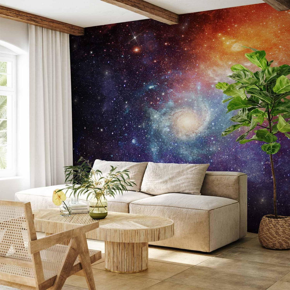 artgeist Wall Mural Cosmos Galaxy 77x55 in - Peel and Stick Self-Adhesive Wallpaper Removable Large Sticker Foil Wall Decor Print Picture Image Design f-C-0101-a-a