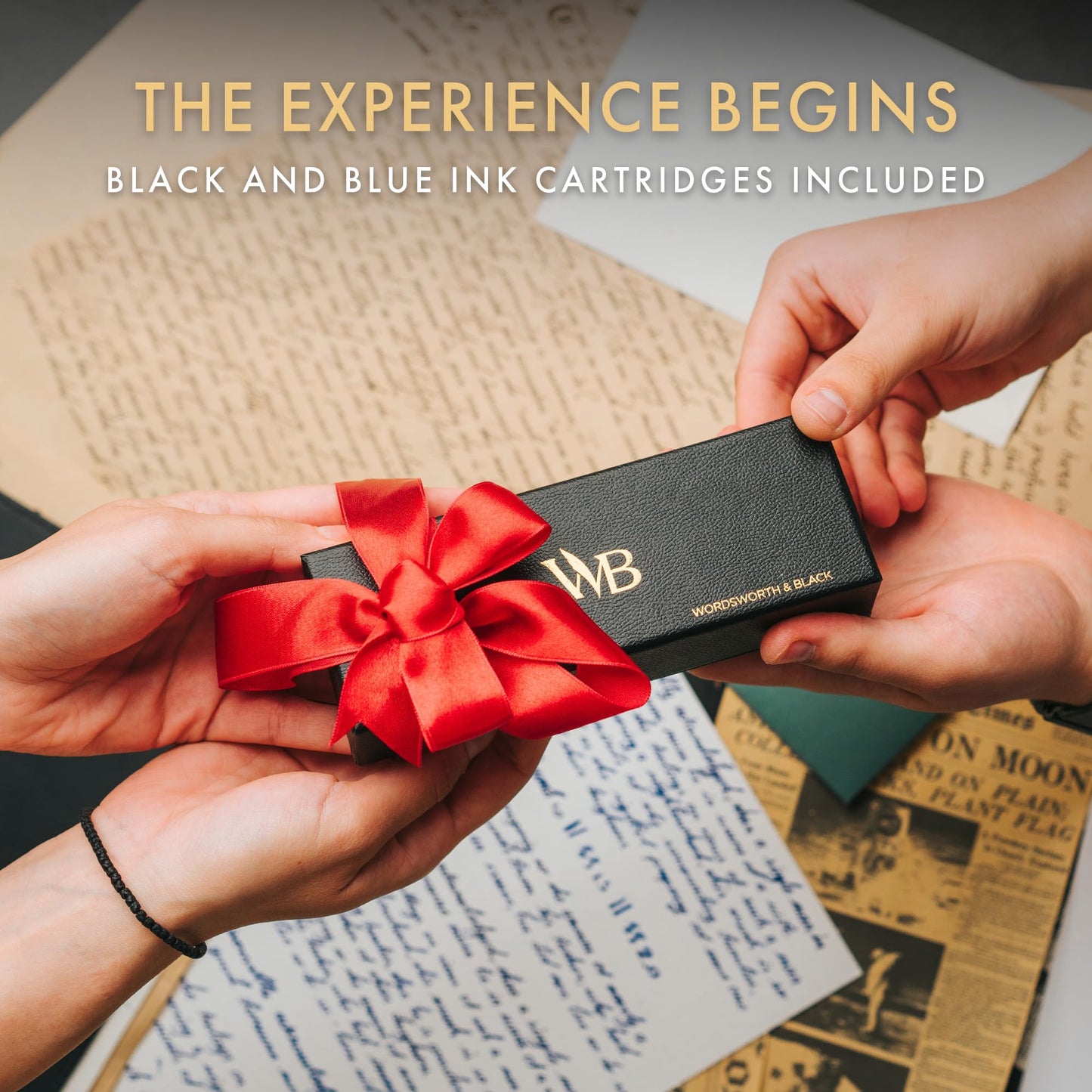 Wordsworth and Black Fountain Pen Mini EDC: Luxury Bronze Heavy Pocket Pen, Medium Nib, 6 Ink Cartridges, Ink Converter, Travel Refillable Writing Pen Gift Set, Men & Women