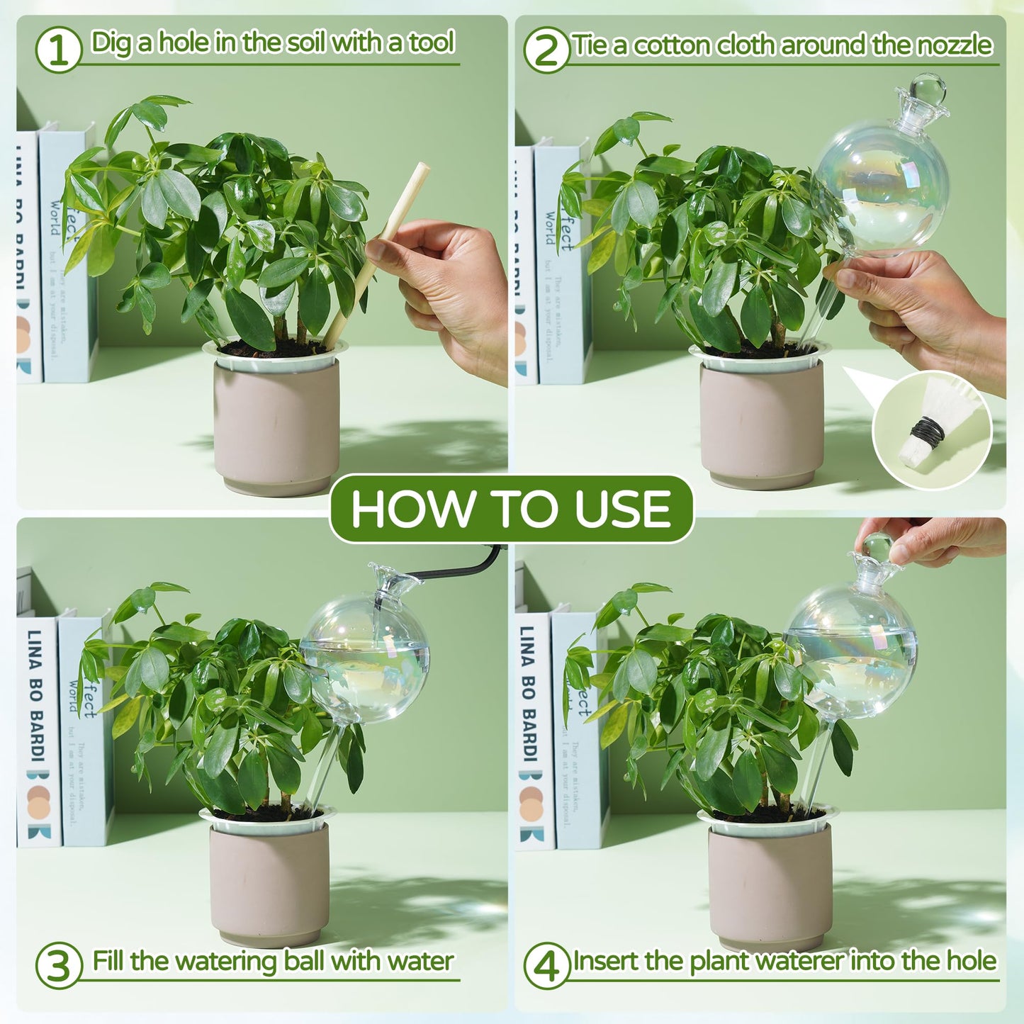 17 oz 2 Weeks Extra Large Plant Watering Globes, Iridescent Glass Self Watering Globes, Self Watering Planter Insert, Plant Watering Devices, Automatic Watering Bulbs for Daily Use (Large 2-Pack)