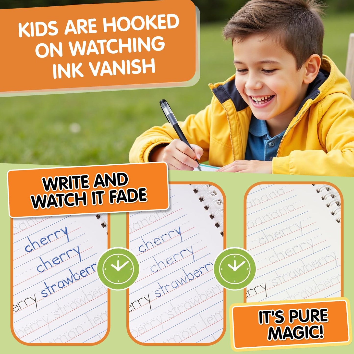 Magic Grooved Writing Practice, Tiny Thinkers Reusable Indented Handwriting Practice for Kids 3-5, Your Little Explorer Motor Magic Happy Writer System Children Set Age 6-8 for Preschool Kindergarten