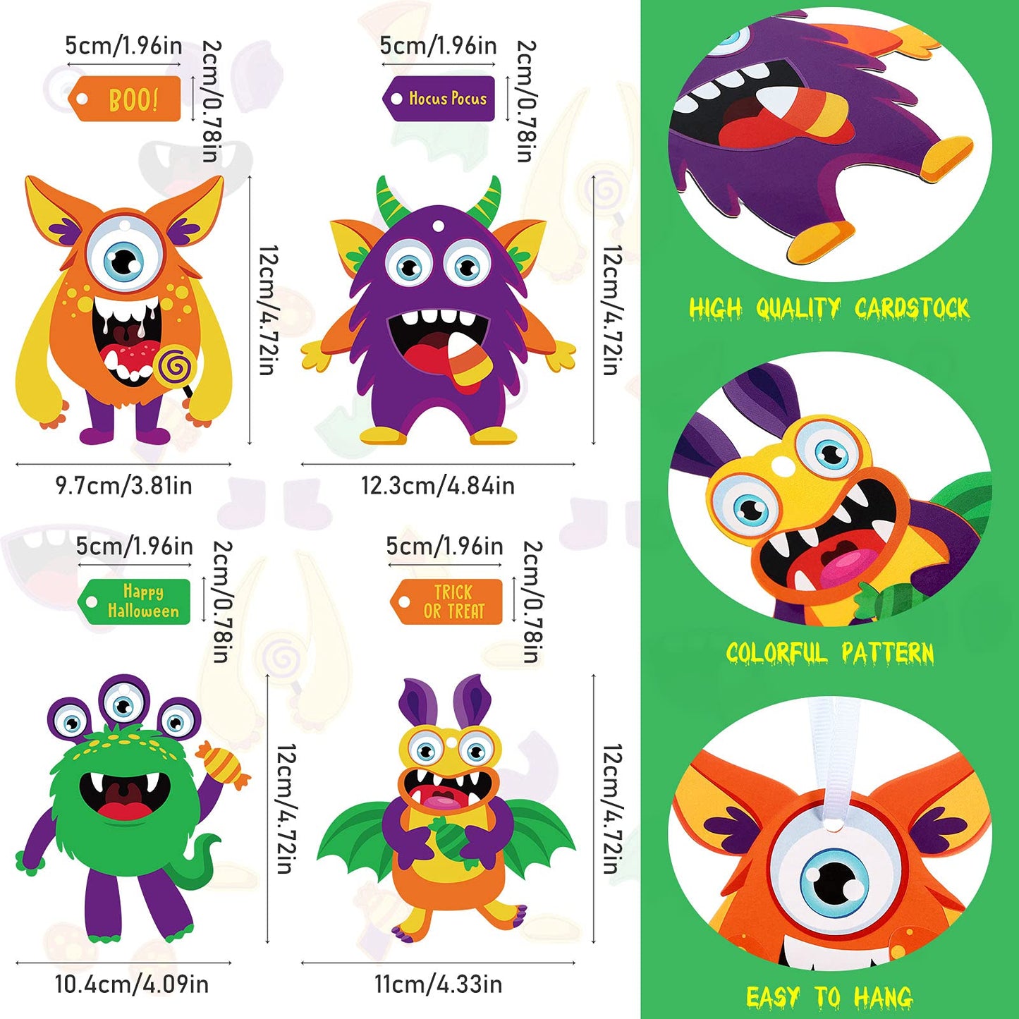 Sumind 36 Sets Halloween Craft Paper Ornaments Kits DIY Craft Halloween Paper Decorative Kit Art DIY Handcraft Supplies for Game Activities