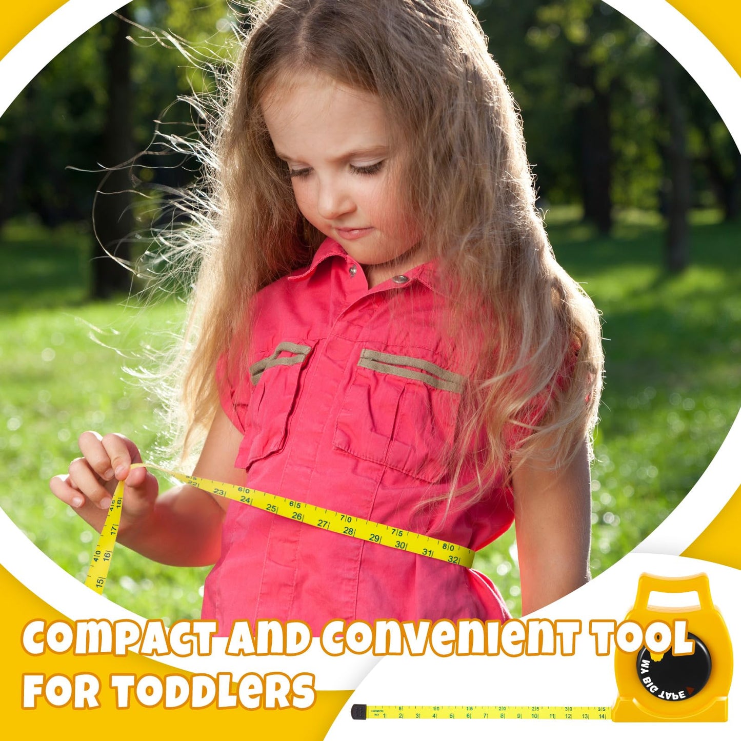 Wovnet 1 Pcs Kids Measuring Tape Toy and 2 Pcs Hammer Simulation Wooden Plastic Mallet Toy for Kids Toddler Back to School Educational Learning