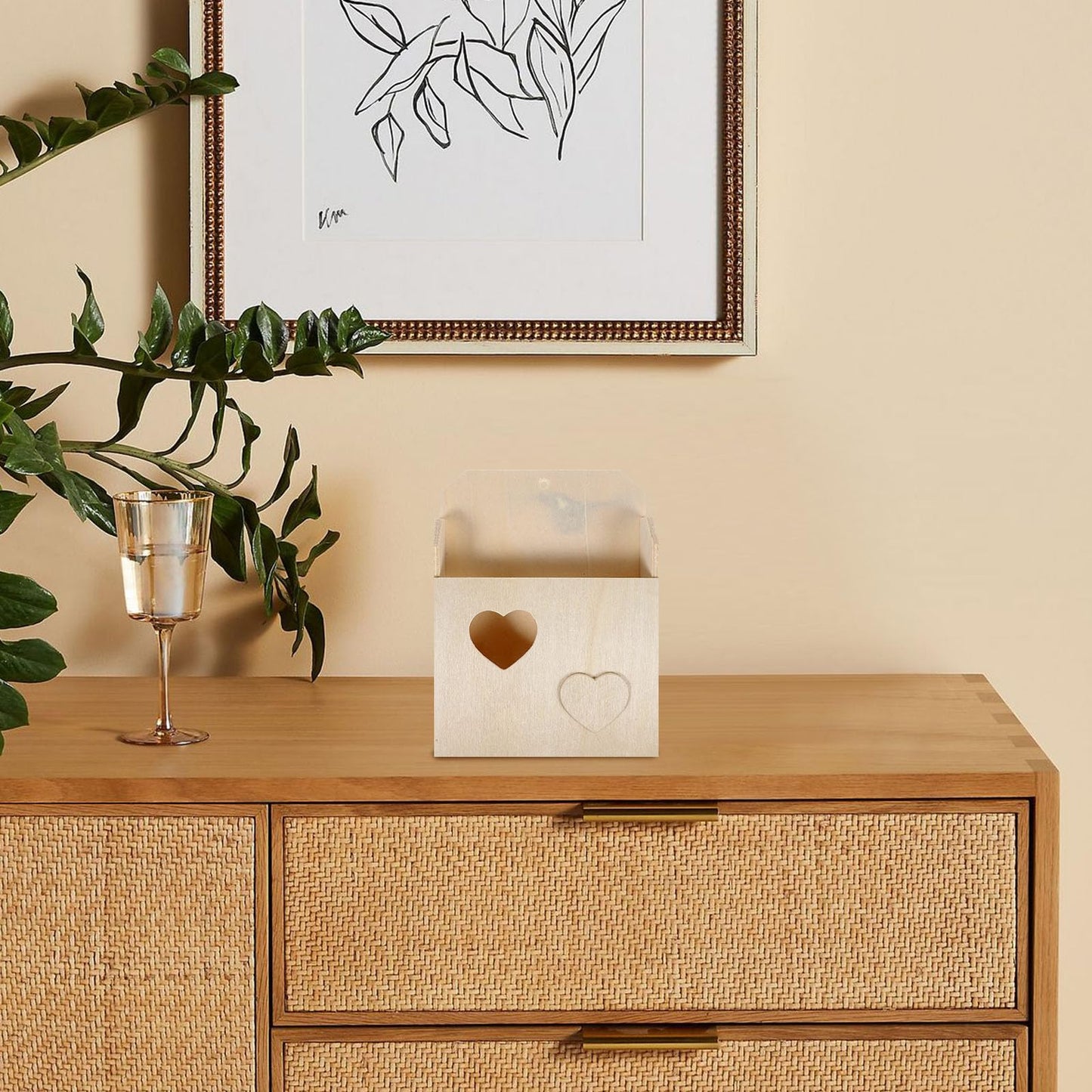 SEWACC Love Envelope Box 2Pcs Unfinished Wood Craft Kit for Kids Diy Painting and Decoration - Beige Photo and Mail Organizer