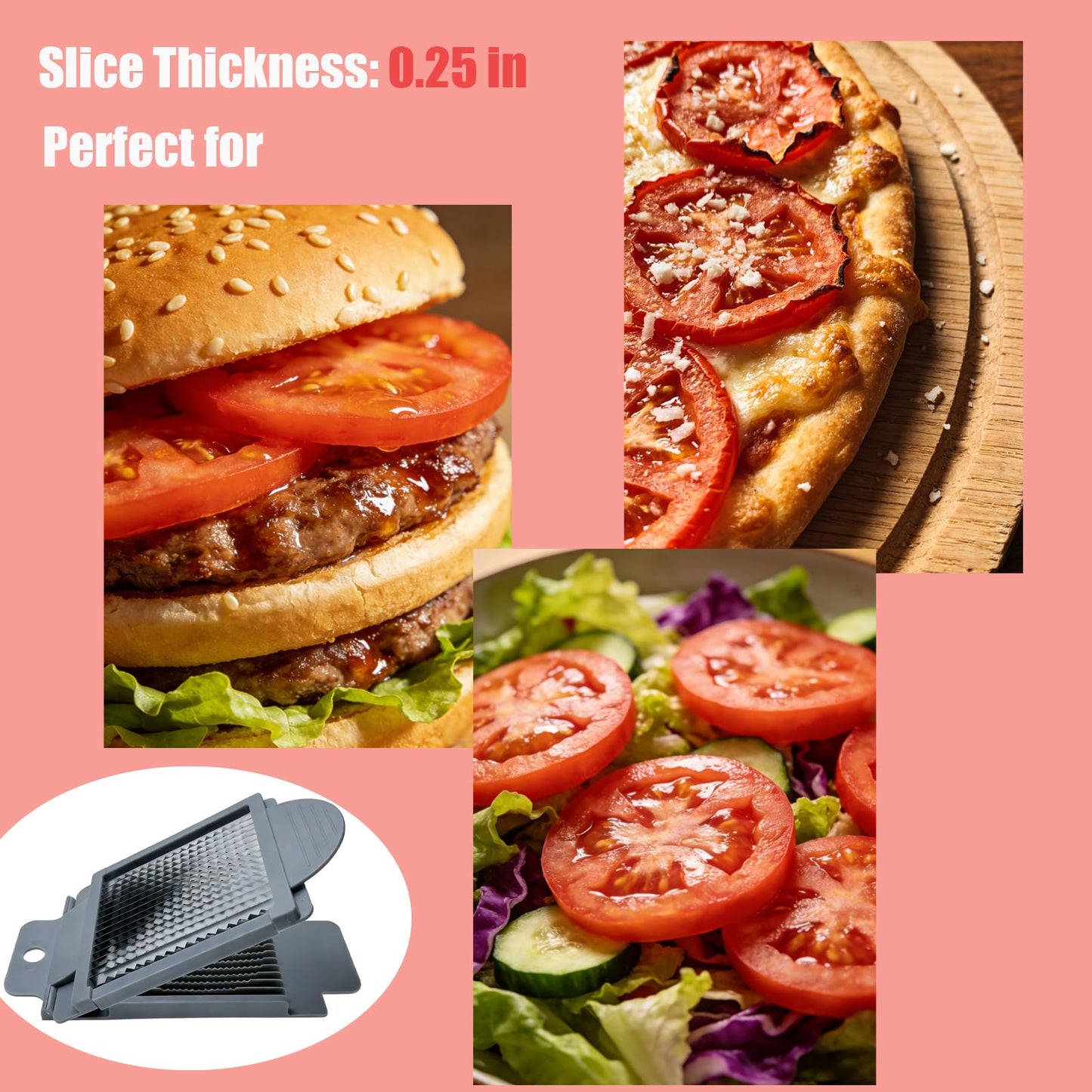 Stainless Steel Tomato Slicer, 15 Blades Tomato Cutter, Efficient & Multifunctional Kitchen Tool for Fruit, Vegetable - Easy Clean & Quick Salad Maker