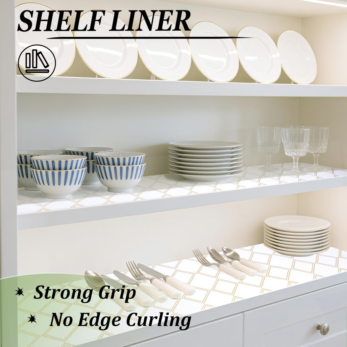 Kitchen Shelf Liner Non Slip 20 Inch X 20 Ft Cabinet Liners for Shelves Waterproof Drawer Liners for Kitchen Cabinets Non Adhesive Cupboard Paper for Bathroom Closet Fridge Dresser Pantry (480 Sq Ft)