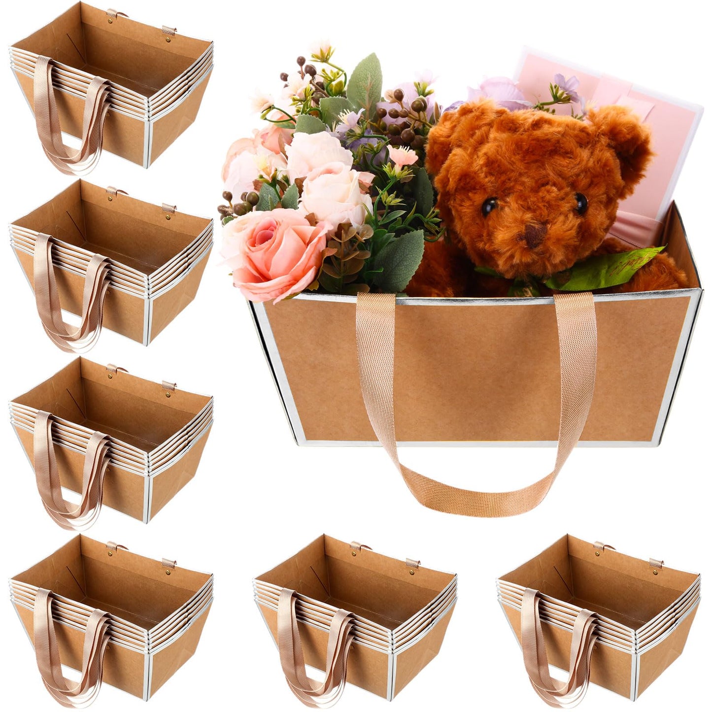 Pinkunn 48 Pcs Basket for Gifts Empty DIY Bulk Party Gift Basket Kit with Handles Market Trays for Packages Wrapping Wedding Party Anniversary Display(Retro)