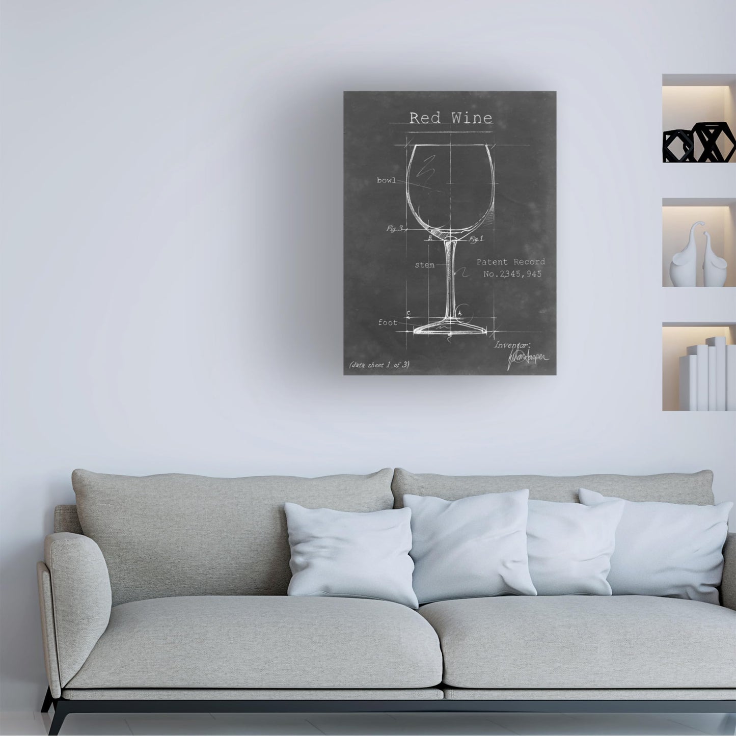 Wrapped Canvas Wall Art - Ethan Harper 'Barware Blueprint Iii' Wall Art for Living Room, Bedroom, or Office Décor - 18x24