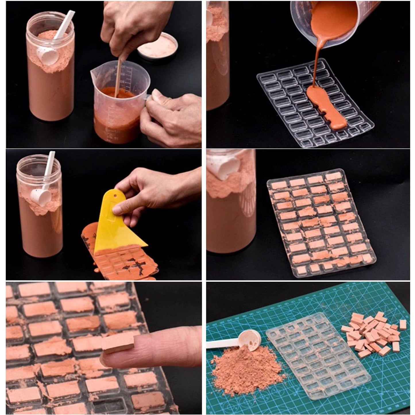 Woohome 19 PCS Miniature Wall Bricks Miniature Brick Silicone Mold Scale Brick Making Tool Kit Tiny Red Bricks Crafts Kit for Mini Garden Sand Table Landscape Building Accessories