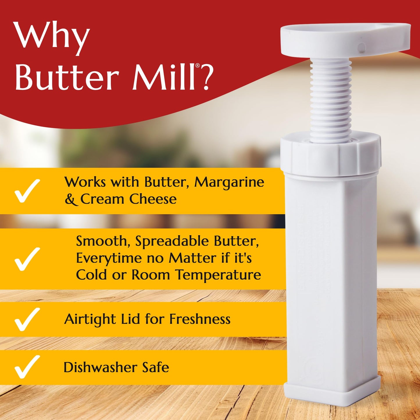 MAX SPACE Butter Mill - Usa Designed + China Made - Butter Dispenser