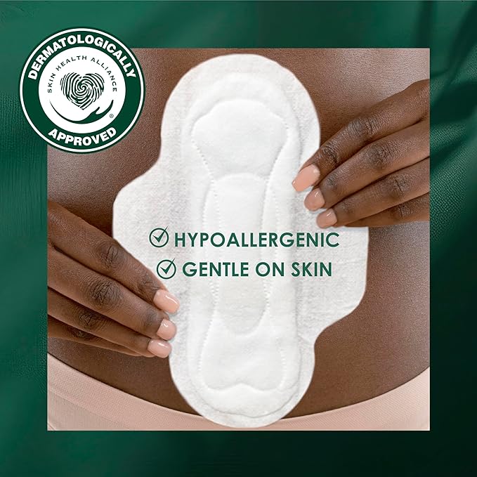L. Ultra Thin Pads for Women, Regular Absorbency, Organic Cotton Top Layer, Unscented Pads with Wings, 112 CT