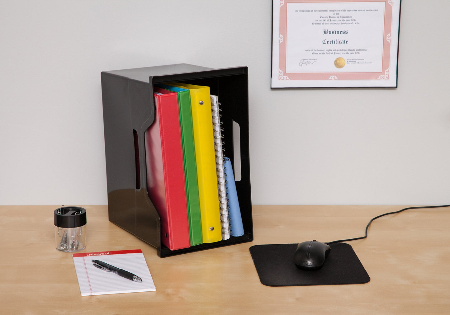 IRIS USA Large Portable Desktop File Box with Open Lid, 4 Pack, Side Handles, Hanging File Folders, Tabs & Inserts, Letter Size, Magazines, Newspapers, Mail, Books, Notebooks, Black