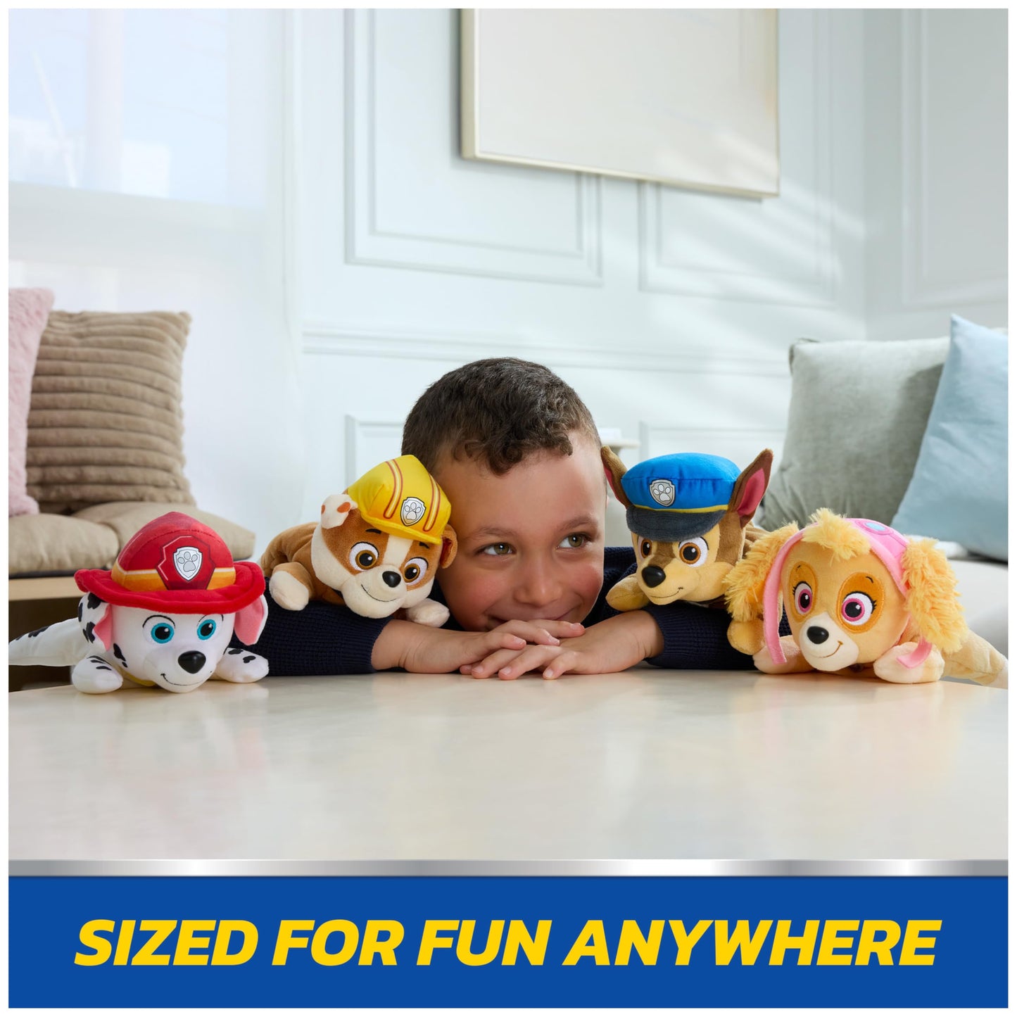 Paw Patrol GUND Rubble Plush, Official Lounging Rubble Plush Toy, Weighted Stuffed Animal, Sensory Toy for Ages 1 and Up, 8”