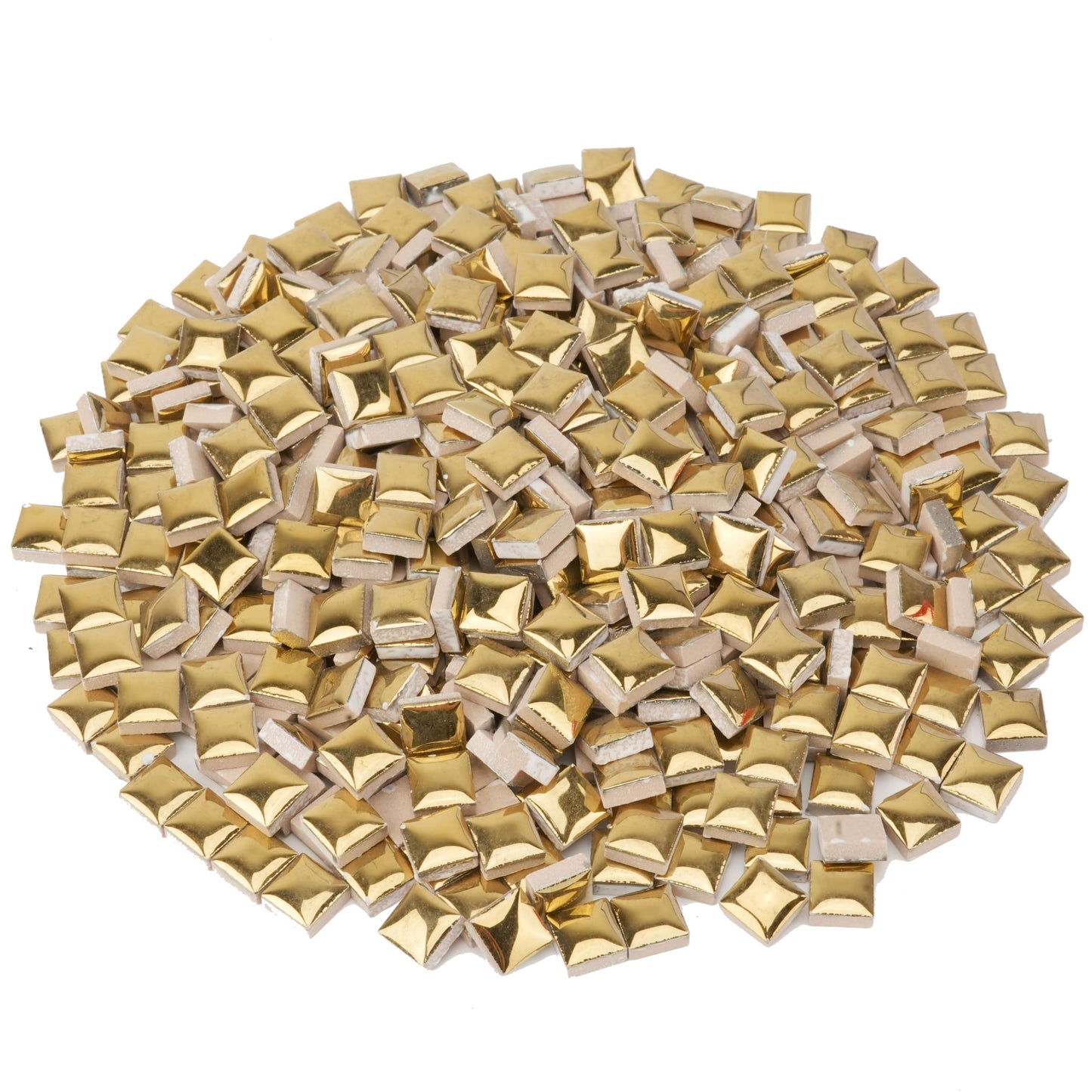 Samjobroad Gold Ceramic Mosaic Tiles for Crafts Bulk, 12mm Square Small Ceramic Tiles for Mosaic, 300g/200 Mosaic Pieces for Art Projects & Home Décor