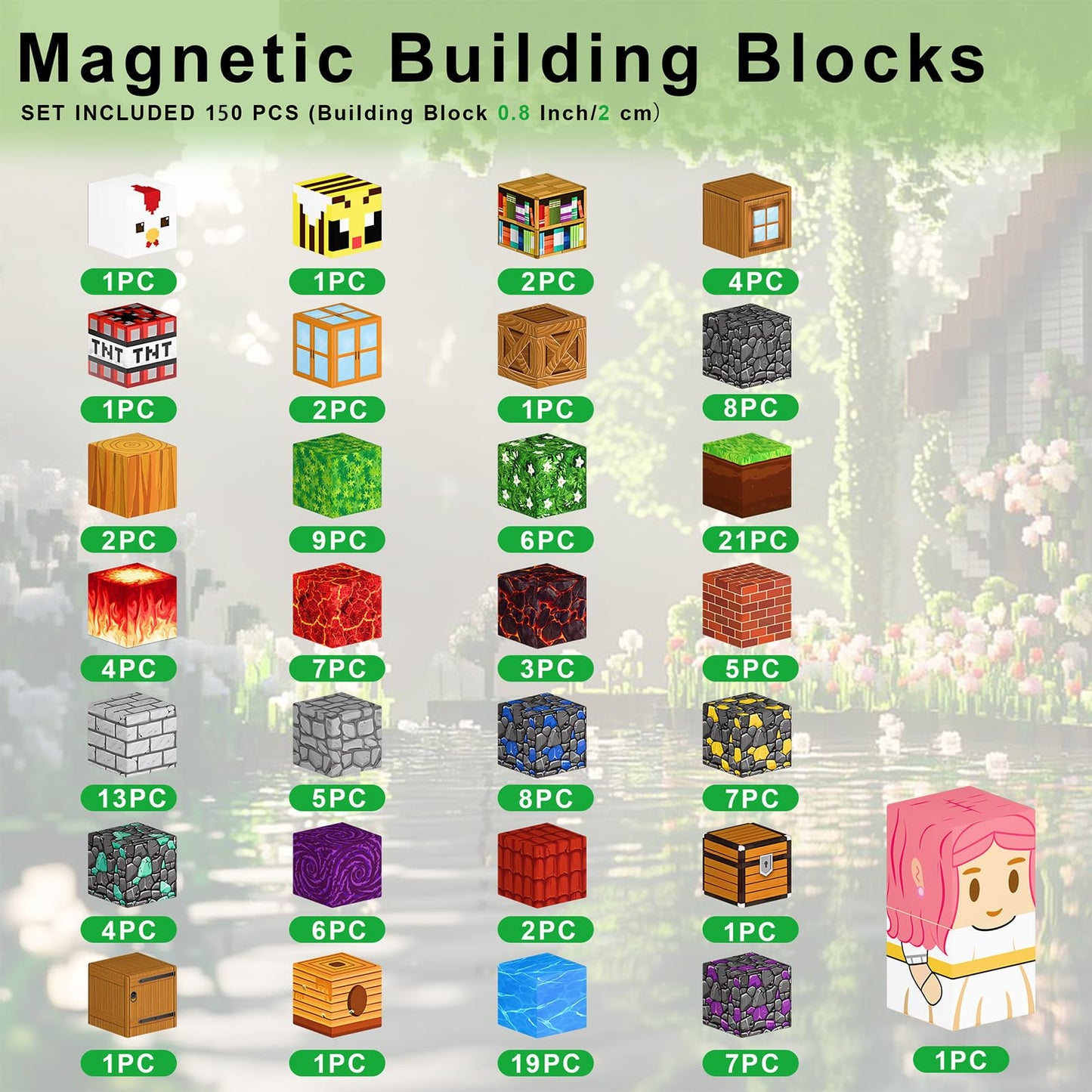 150PCS Magnetic Building Block Set for Kids - 3D Magnetic Tiles with Storage Box, BPA-Free ABS Plastic STEM Creative Construction Toys, Compatible with Major Brands, Educational Gift for Boys Girls 3+
