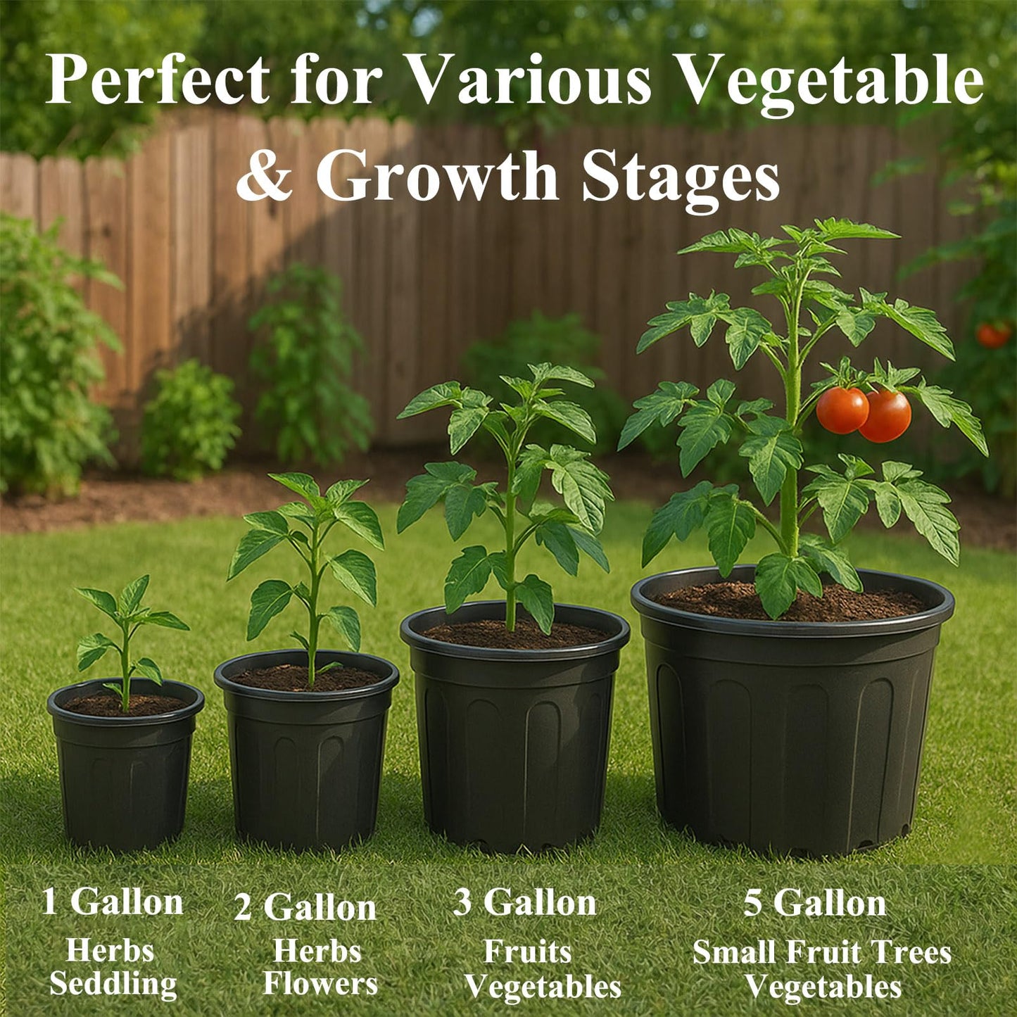 Tulpeed 25 Pack 3 Gallon Flexible Plant Nursery Pots Plastic Seedling Starting Pots with Drainage Holes Soft Flower Pots Plant Container with Plant Labels, Black