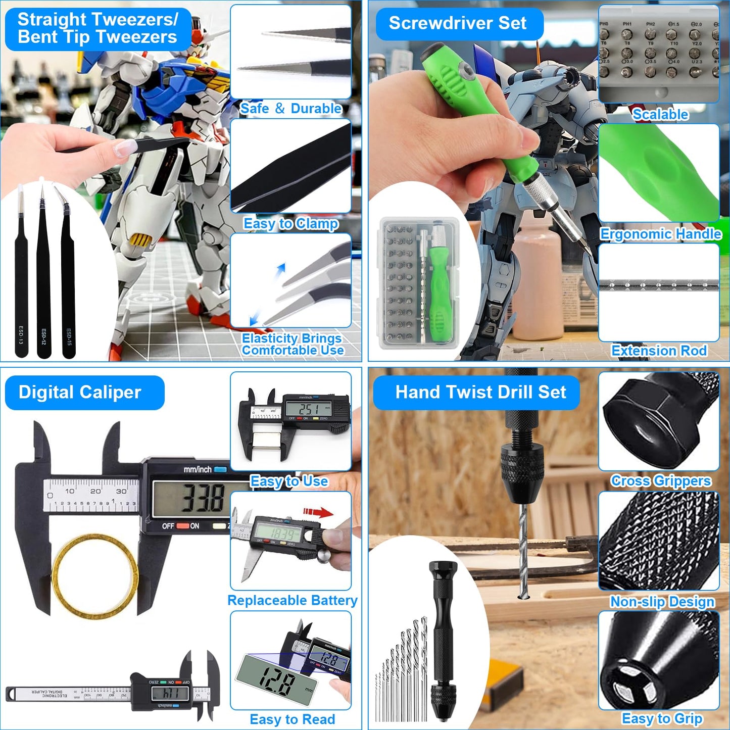 Gundam Tool Kit, 192 Pcs Professional Model Tool Kit for Gundam, Modeling Tools for Models with Decals Sticker Operated Box, Model Building Tools Hobby Tools Craft Set for Repairing Fixing Painting