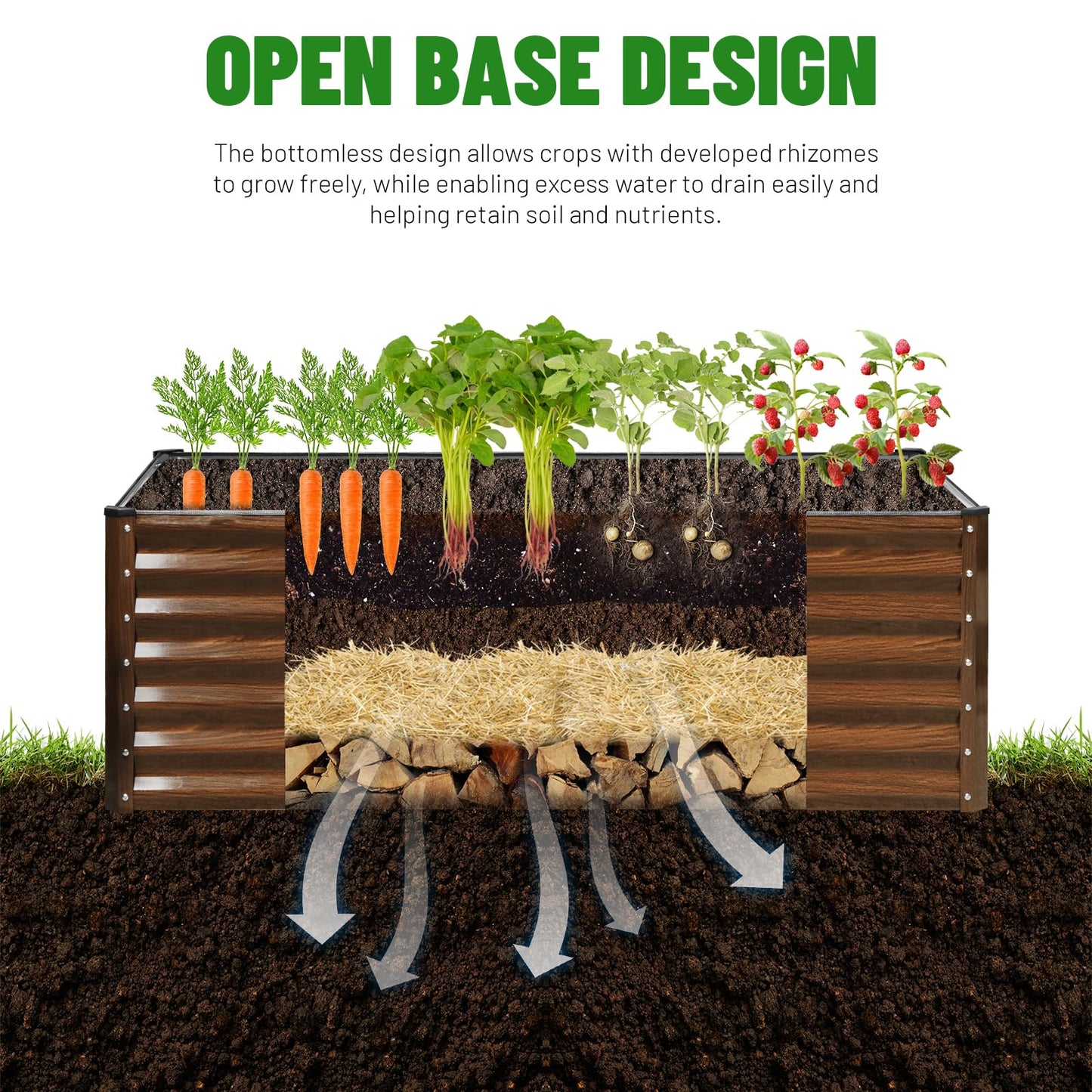 SnugNiture 2-Pack 4x2x2FT Galvanized Raised Garden Bed Kit, Metal Planter Box for Planting Plants Vegetables, Brown