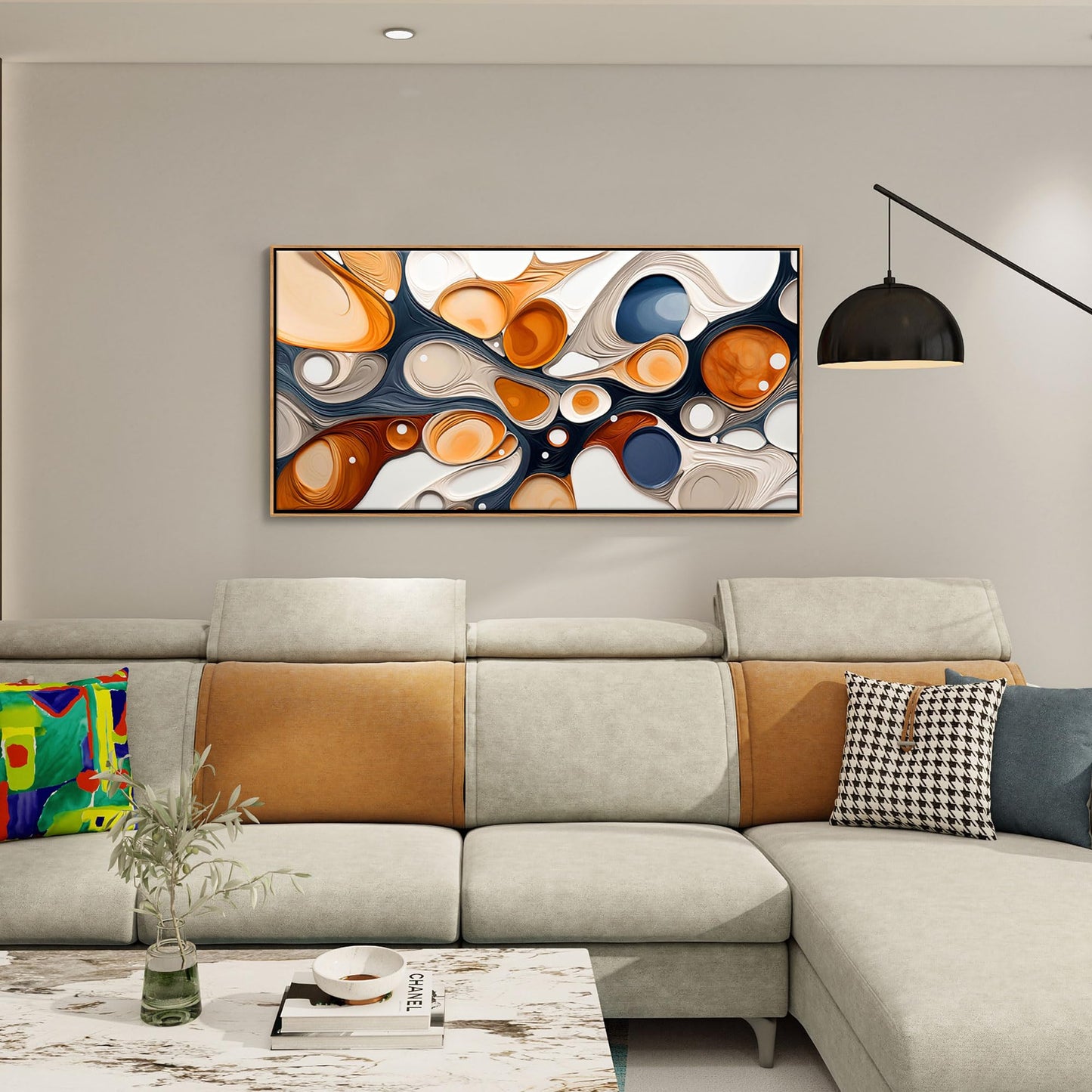 XLSJERST Wall Art for Living Room - Elegant Curves Abstract Wall Art Modern Lightness for Office Wall Decor Adorned with an Exquisite Frame for a Touch of Sophistication
