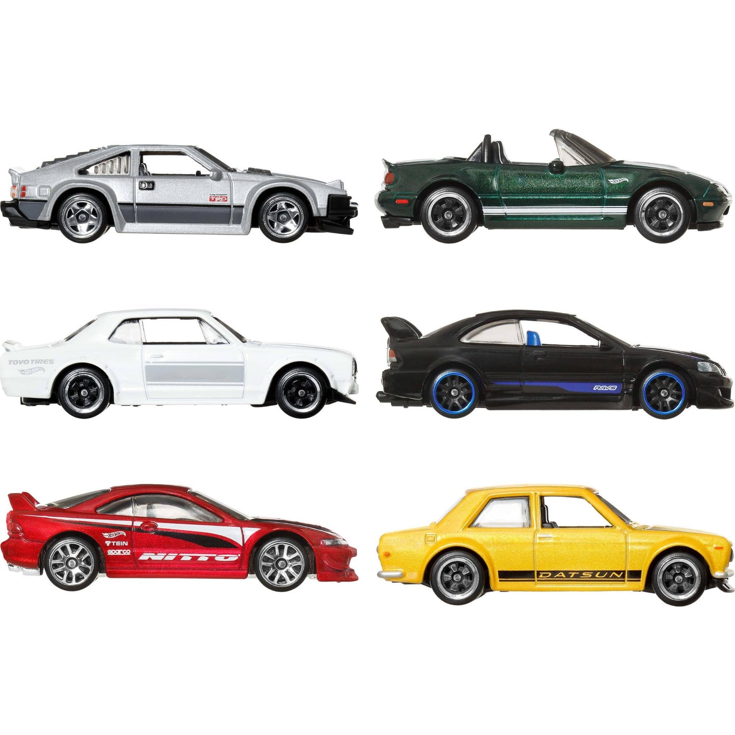 Hot Wheels 1:64 Scale Die-Cast Toy Cars, Set of 6 Japanese Vehicles with Elevated Deco (Styles May Vary)