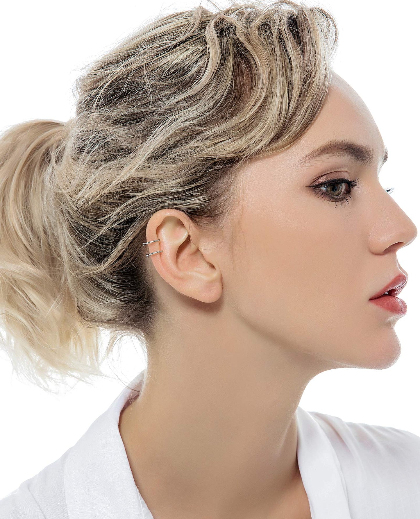 Tornito 4-10 Pairs Stainless Steel Ear Cuff Helix Cartilage Clip On Wrap Earrings Fake Nose Ring Non-Piercing Adjustable (A0:10 Pairs, Silver)