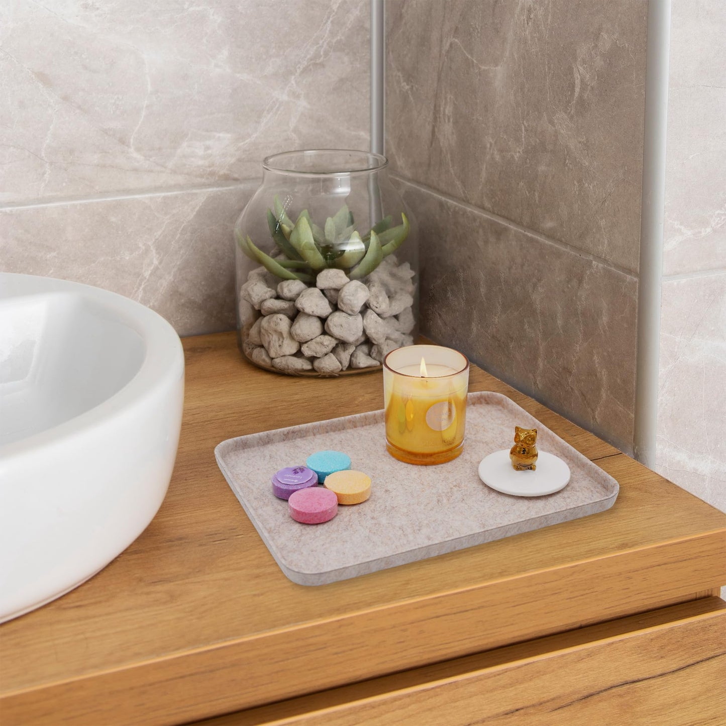 Welaxy felt tray Lid for Storage Bins Drawer Organizer bin cap of box (M, Oatmeal Lid)