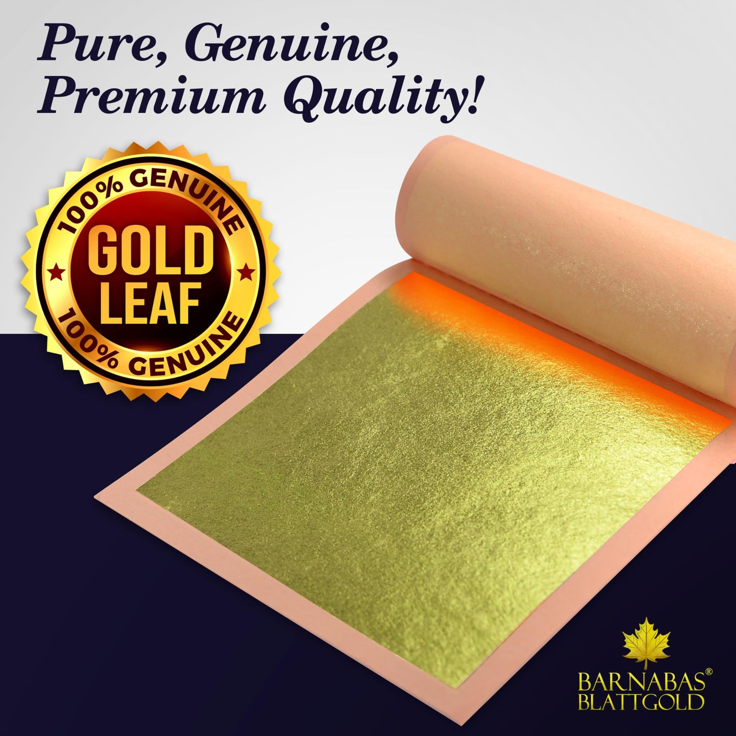 Barnabas Blattgold Gold Leaf - 23.75K Real Gold [20 Sheets, 3.1 inches] - Loose Sheets for Painting, Arts and Crafts