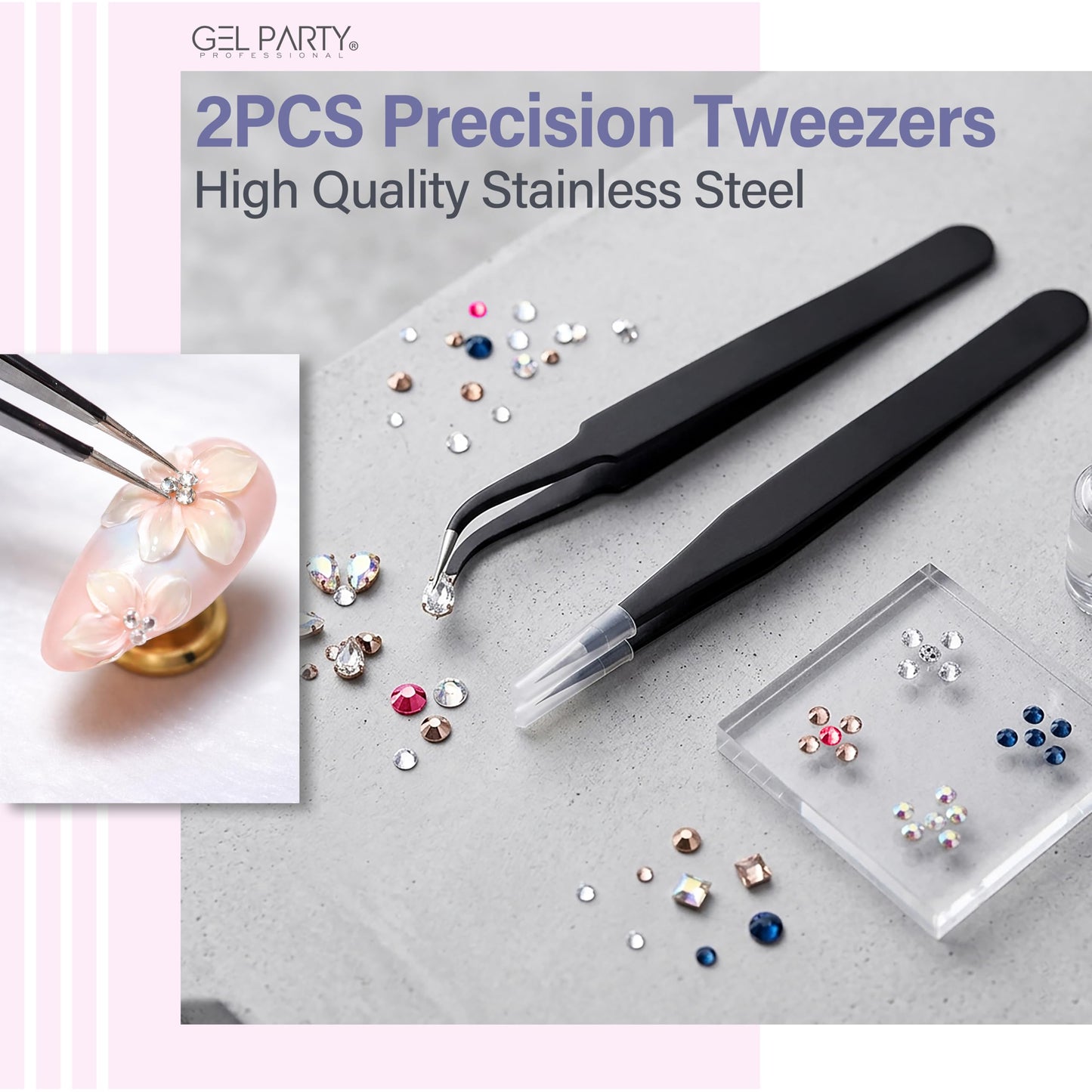 GELPARTY 49 PCS Nail Art Brush Set with Dotting Tools, Liner Brushes, Silicone Sculpting Tools & Tweezers – Professional Nail Design Kit for Acrylic, Poly Gel, Builder, DIY & Salon Use
