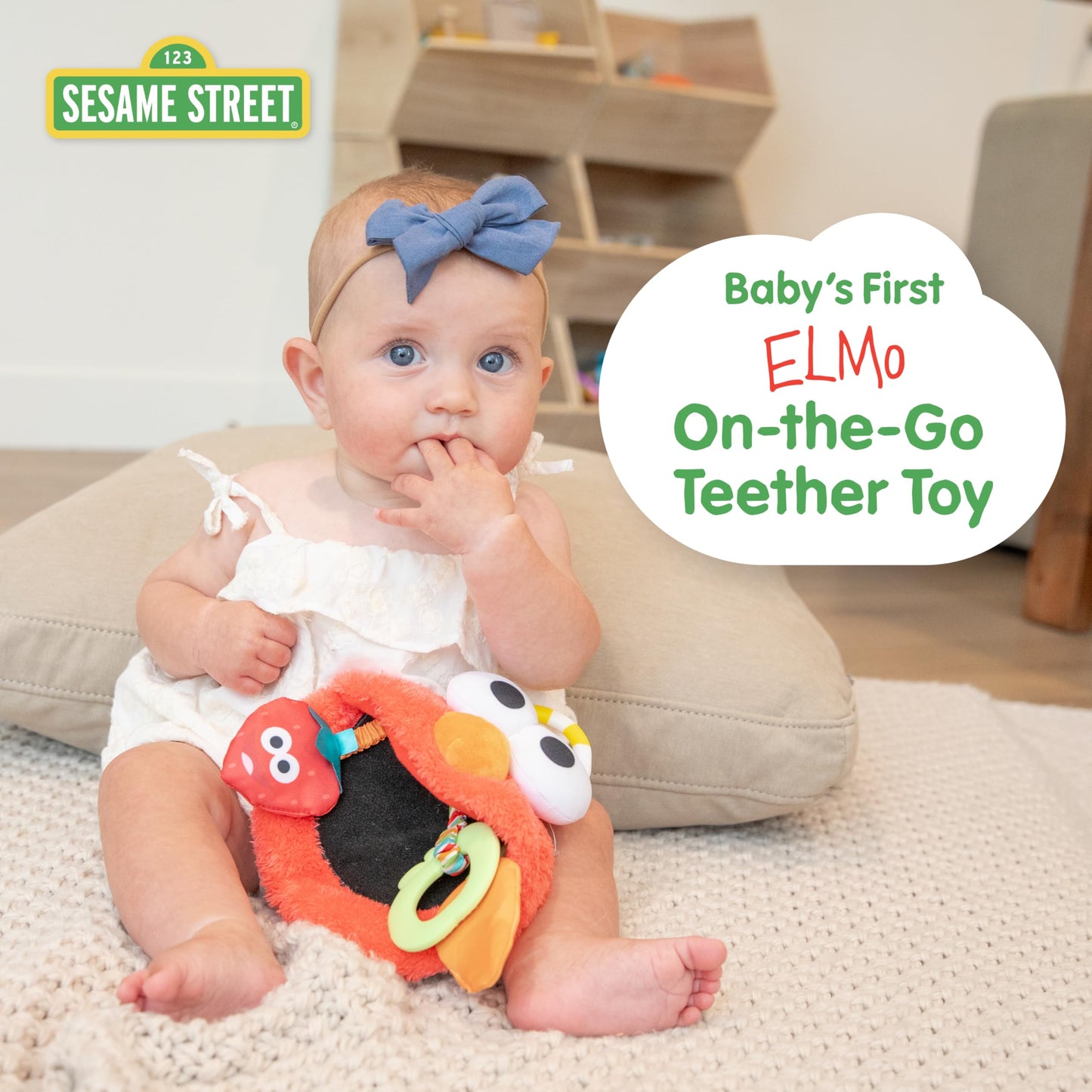 Kids Preferred Sesame Street Elmo On The Go Activity Toy with Silicone Teether for Newborns