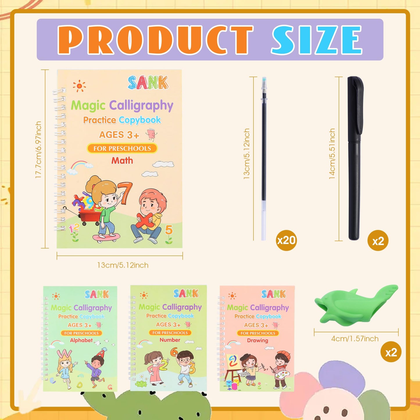 Magic Grooved Writing Practice Books, Reusable Grooved Handwriting Practice for Kids 3-8, Grooved Writing Books for Kindergarten Preschool Kids