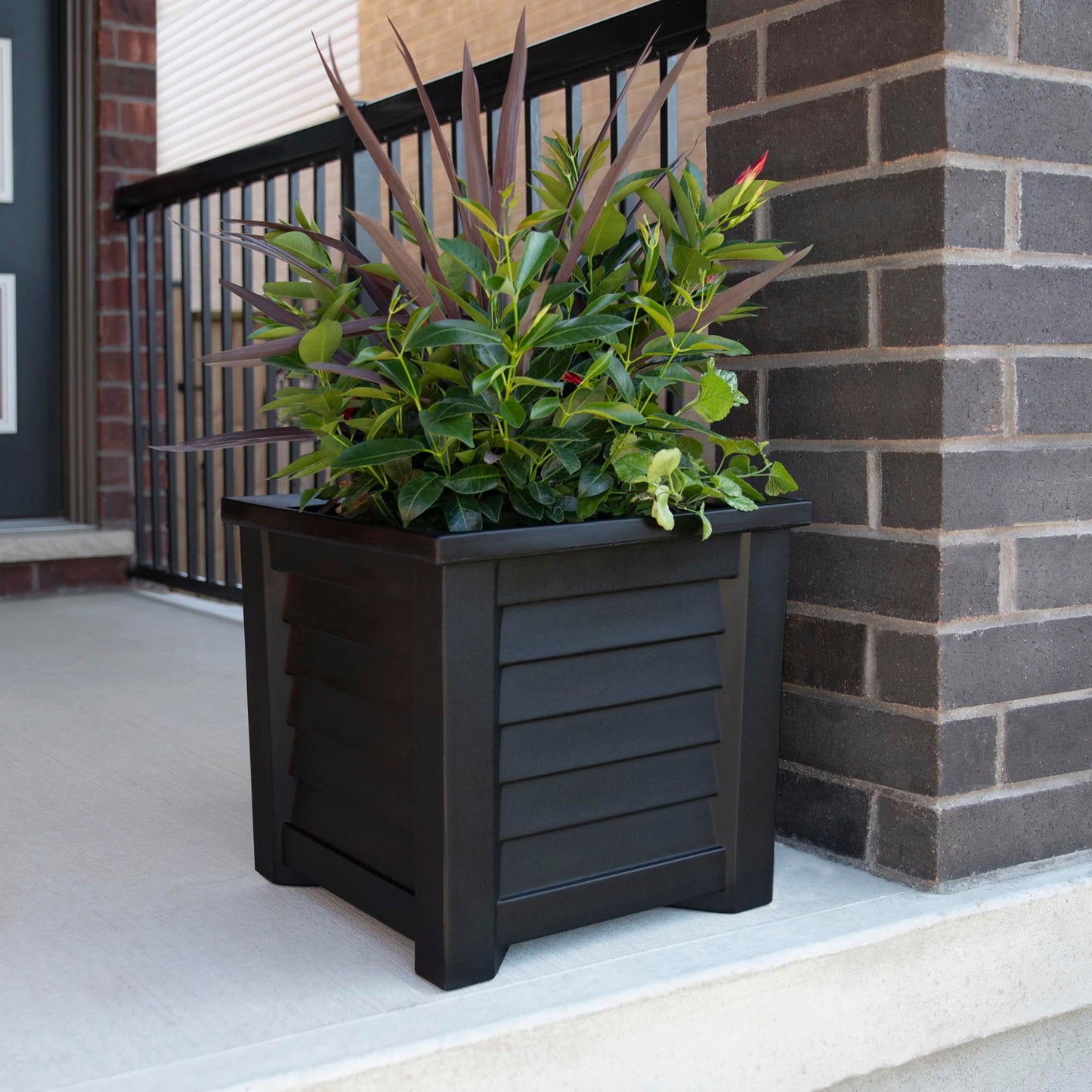 Mayne 5866-B Lakeland Square Patio Planter, 16x16, Black