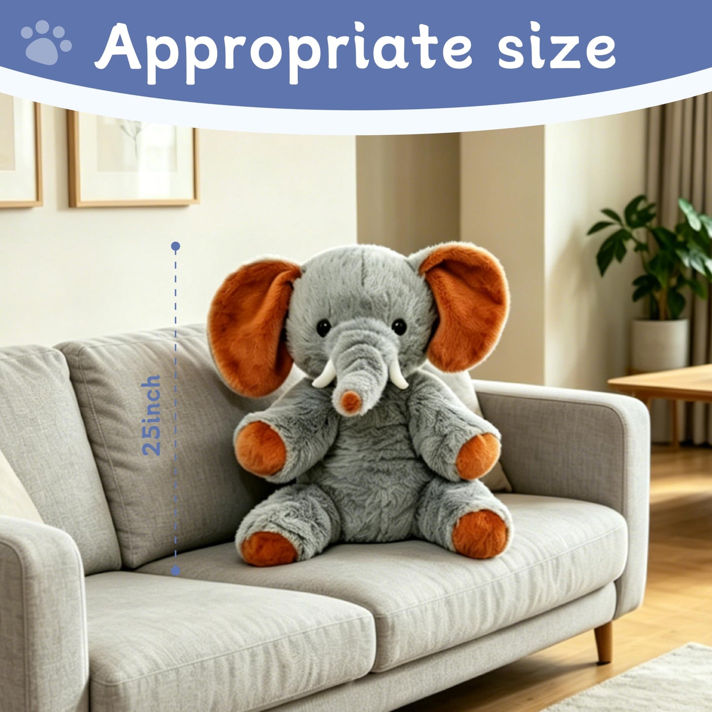 GADXV 4lb Elephant Weighted Stuffed Animals, 25in Large Elephant Plush Toy, Stuffed Animal Gift for Kids and Adults, Birthday, Valentine, Christmas