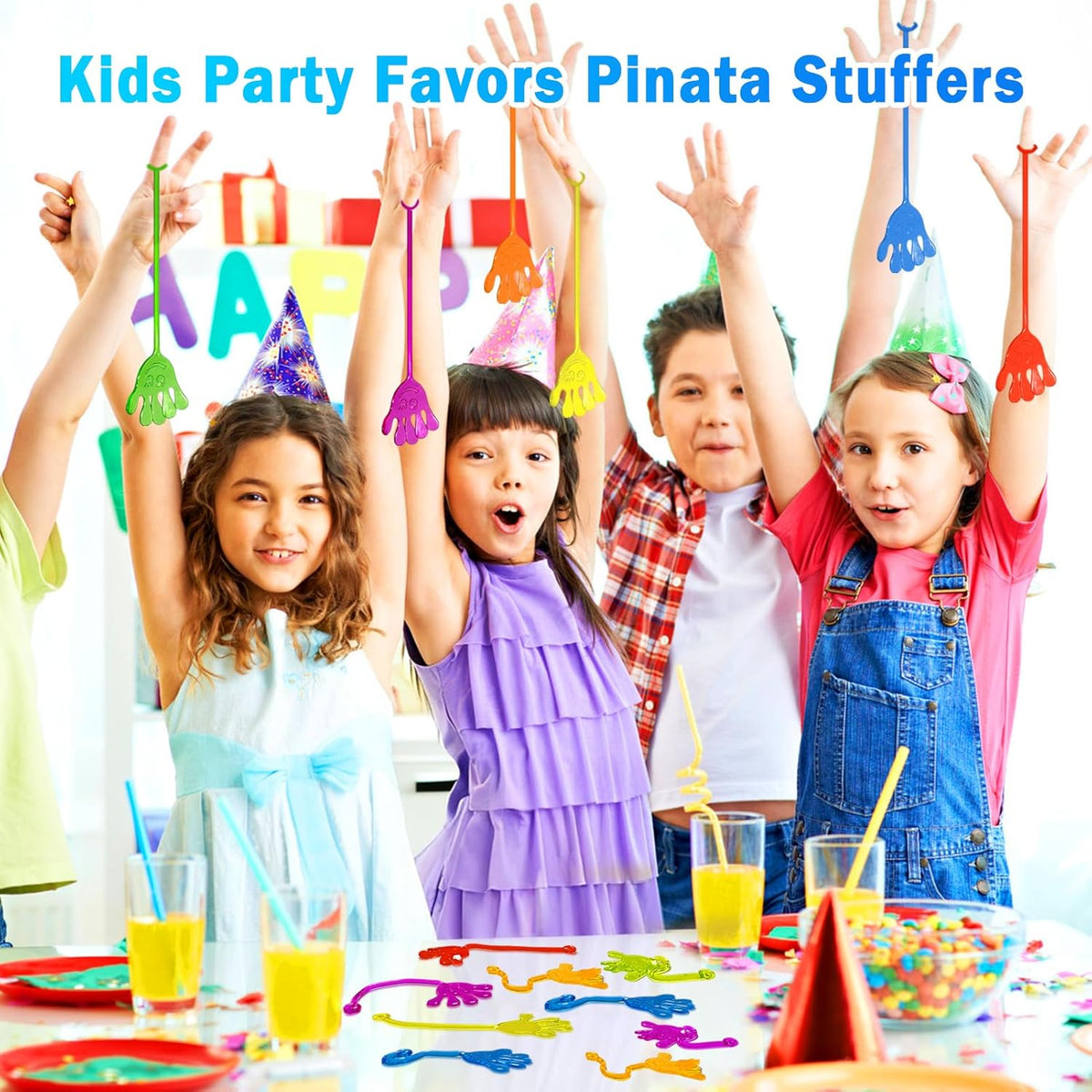Sticky Hands Bulk 48 PCS Party Favors for Kids 4-8 8-12 Stretchy Sticky Hand Toy Christmas Stocking Stuffers for Kids Goodie Bag Stuffers Fillers Classroom Prizes Student Gifts Birthday Party Supplies