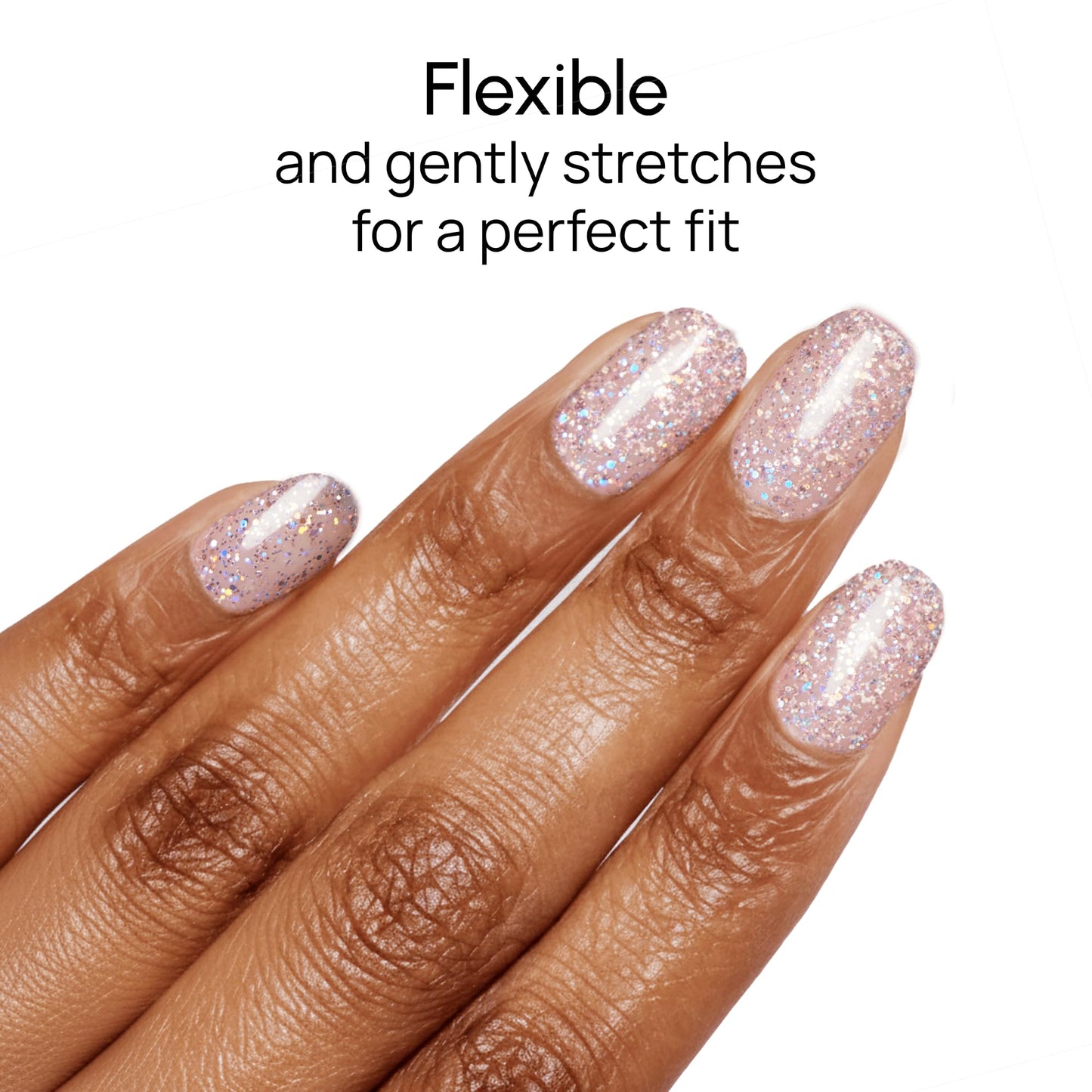 Color Street Shimmer Down Nail Strips - Rosy Pink Glitter with Metallic Pink & Silver Holographic Glitters, 16 Double-Ended Nail Strips for Easy Manicures, Wear Alone or Over Any Nail Color.