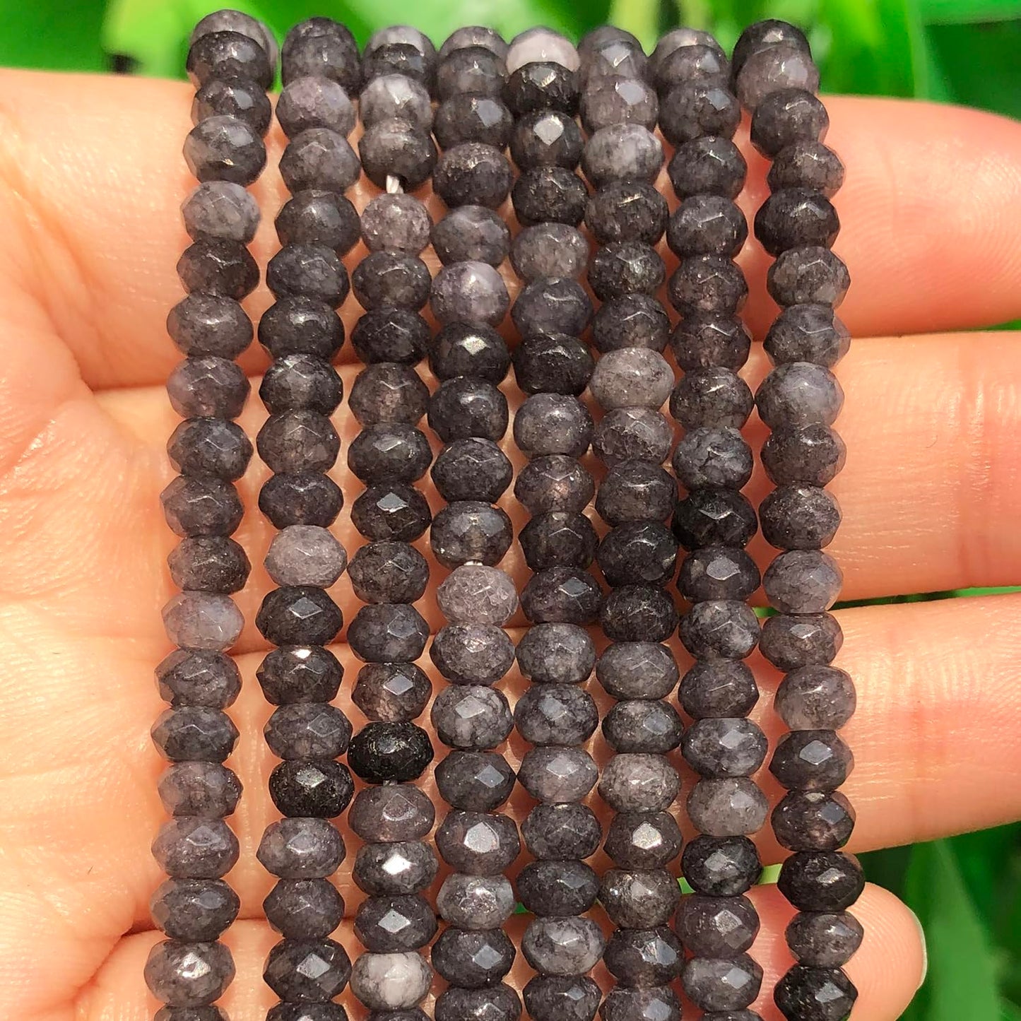 2 String 220PCS 3x5mm Natural Grey Agate Beads for Jewelry Making, Songxi Facted Loose Gemstone Beads for DIY Bracelet Necklace Making Supplies with Energy Healing Chakra Power