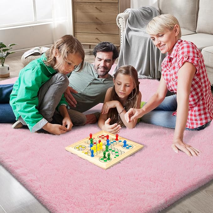 Large Shag Area Rugs for Living Room Bedroom,Big Ultra Soft Fluffy Pink Area Rugs for Dorm,Indoor Carpet Nursery Rugs for Kids Girls Room Home Decor (Pink, 10X14 Feet)