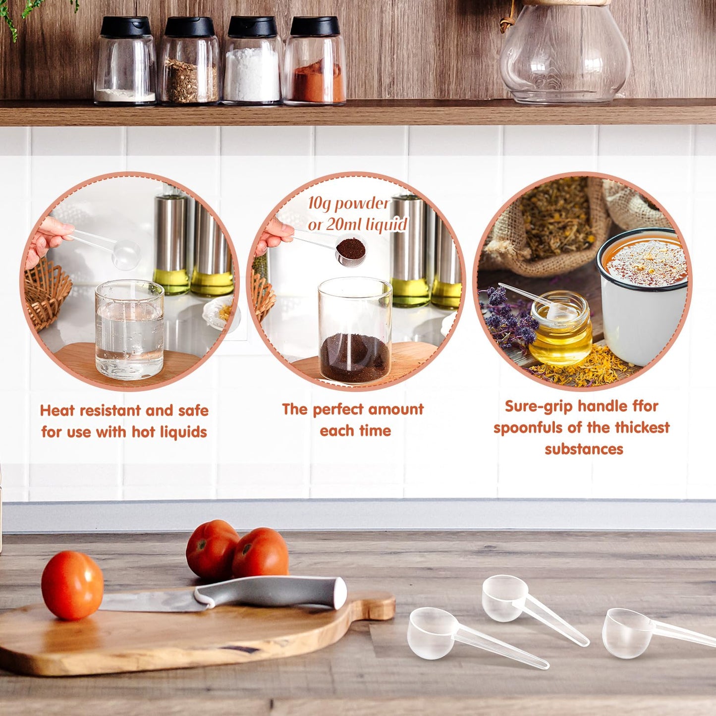 Meanplan 80 Pack Plastic Scoop Tablespoon Measuring Spoons (20 mL | 20 cc | 1.33 Tablespoon | 4 Tsp) Coffee Scoops Teaspoon for Measuring Coffee Grains Spices Protein Pet Food (Transparent)