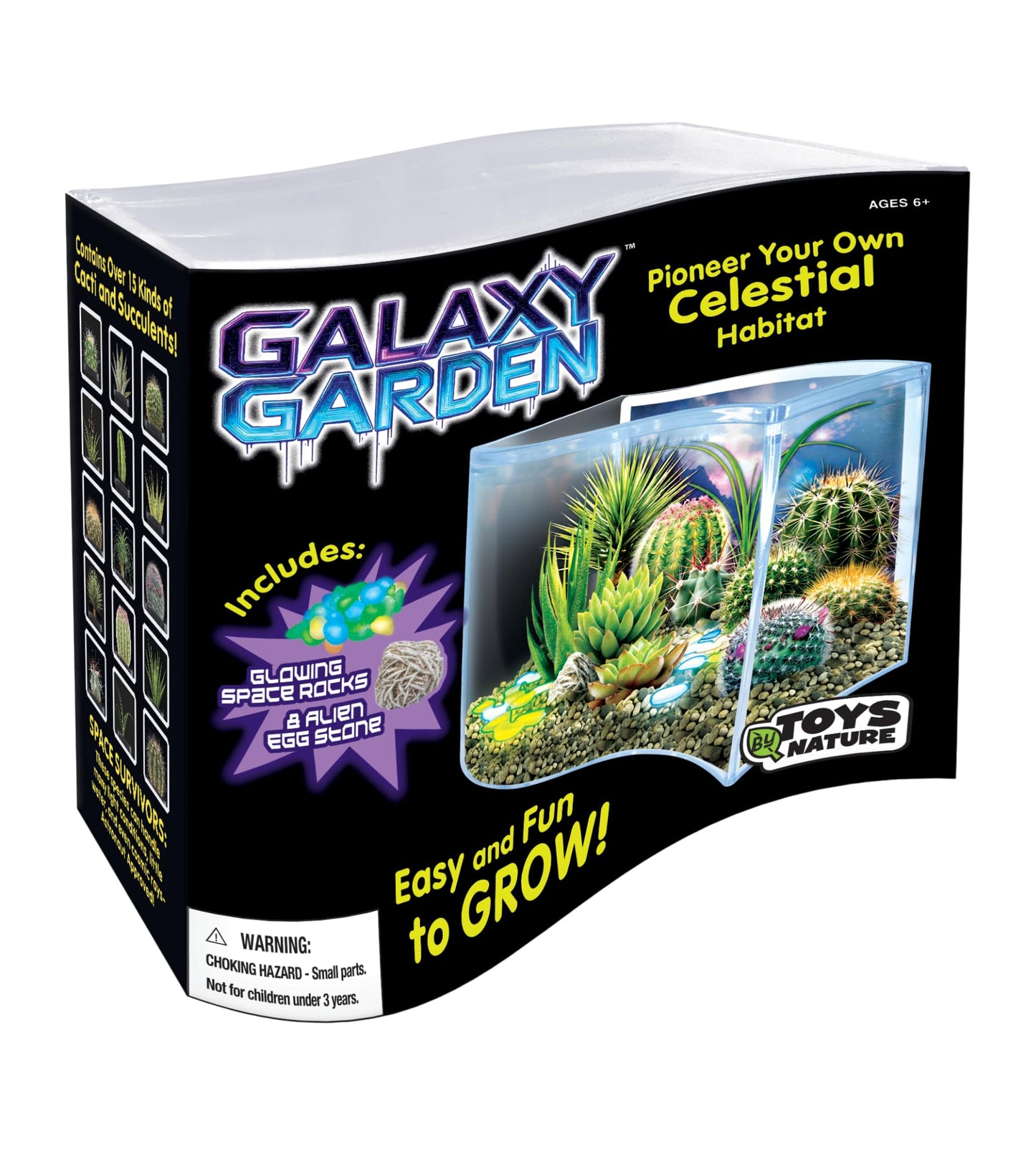Toys By Nature Galaxy Garden, Wave Terrarium Kit with Live Cactus Plants, Succulents & Alien Egg Stone - Beginner-Friendly Terrariums and Live Indoor Plants Décor