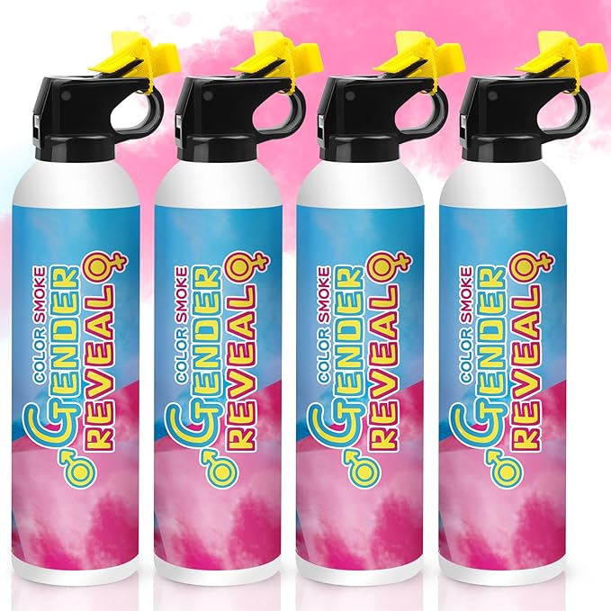 Merear Gender Reveal Fire Extinguisher 4 Packs, Gender Reveal Ideas, Girl Baby Reveal Party Idea for Gender Reveal Decorations(Pink)