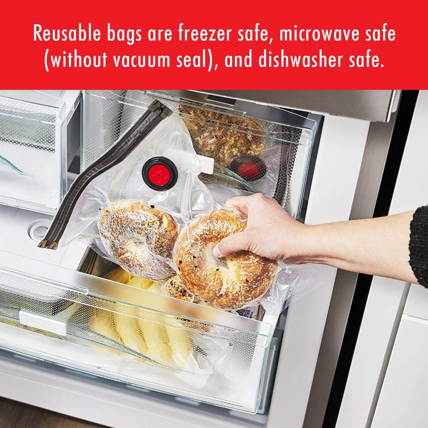 ZWILLING Fresh & Save Vacuum Sealer Machine Starter Set with Airtight Food Storage Container Glass, Sous Vide Bags, Meal Prep
