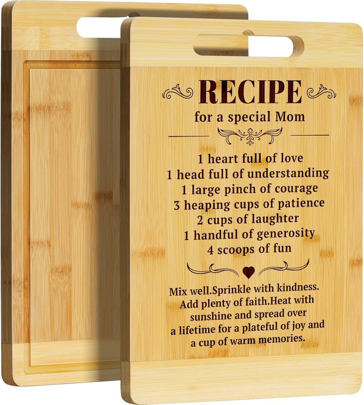 Kikcoin Mom Birthday Gifts - Bamboo Cutting Boards for Kitchen, Mothers Day Cutting Board Gift from Daughter Son, Thanksgiving Christmas Gifts for New Mom, Large Cutting Board 13.8" X 9.8"