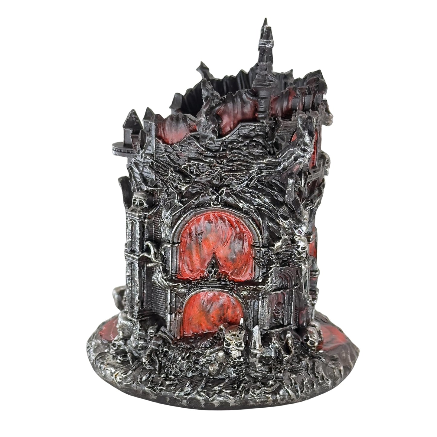 LOOYAR Dante's Inferno Resin Castle Pen Holder and Aquarium Décor - Medieval-Themed Desk Ornament