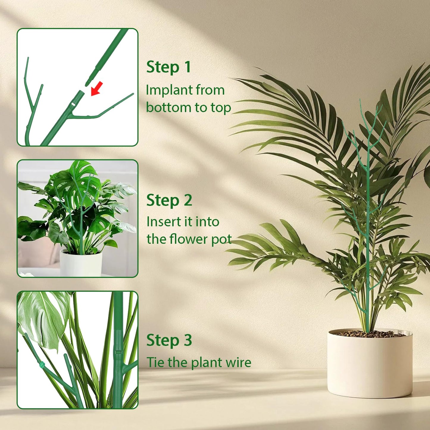 Obralitic 15 Pack Stackable Plant Supports Stakes, Sturdy Garden Trellis for Climbing & Vining Plants, Monstera, Pothos & Philodendron - Reusable Plant Stakes for Indoor & Outdoor Potted Plants