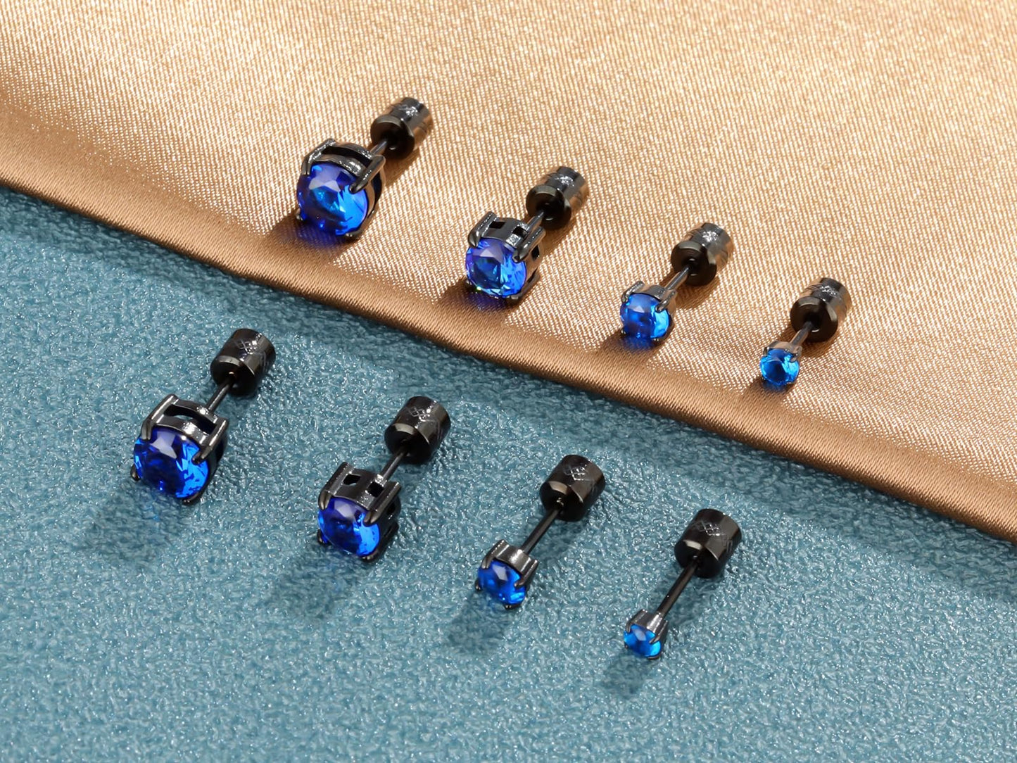 4 Pairs Titanium Hypoallergenic Red Stud Earrings for Sensitive Ears,Black 5A Cubic Zirconia Screw Back Stud Earrings for Women Men Surgical Stainless Steel Double Side Earrings red stud earrings