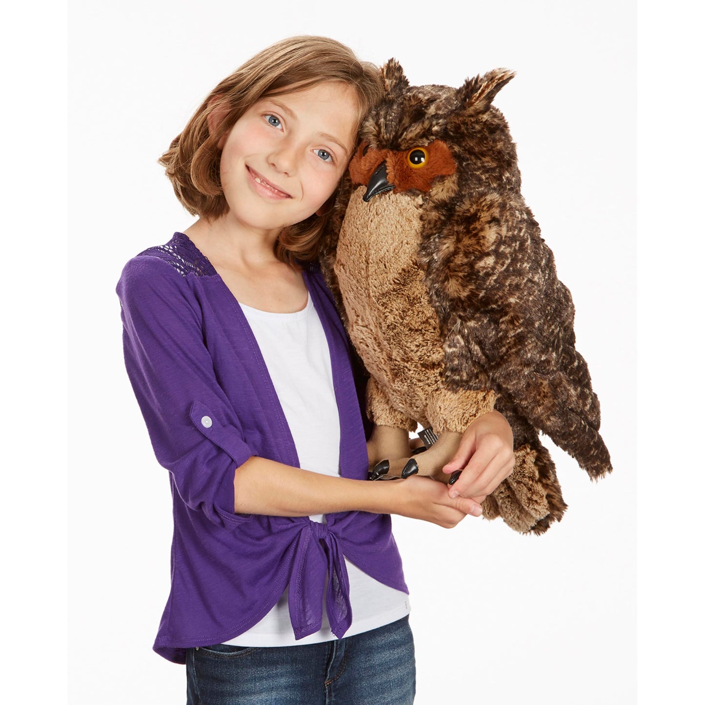 Melissa & Doug Giant Owl - Lifelike Stuffed Animal (17 inches Tall), Brown