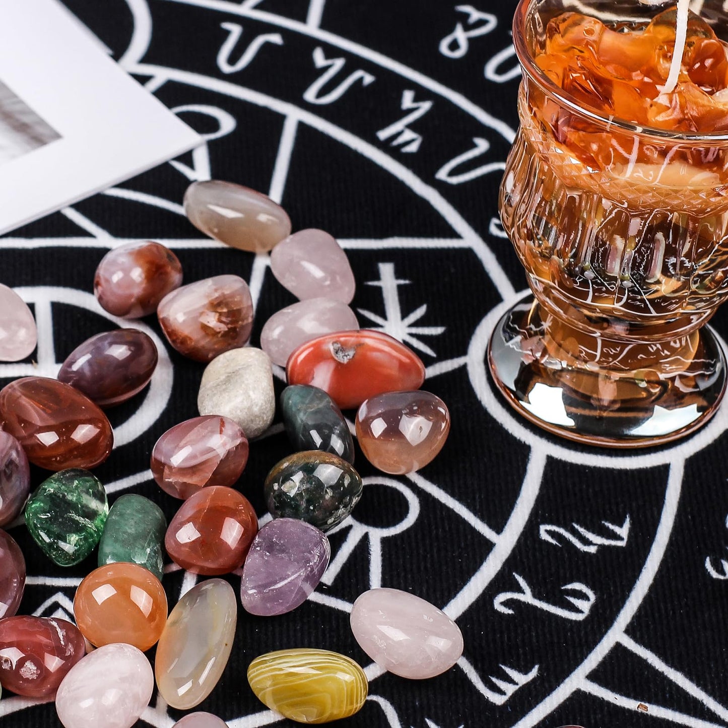 Natural Crystal and Healing Stones Set,36 Pc Agate Stones Rock Gemstones,Witches Reiki Energy Balancing Meditation Divination Home Decor DIY