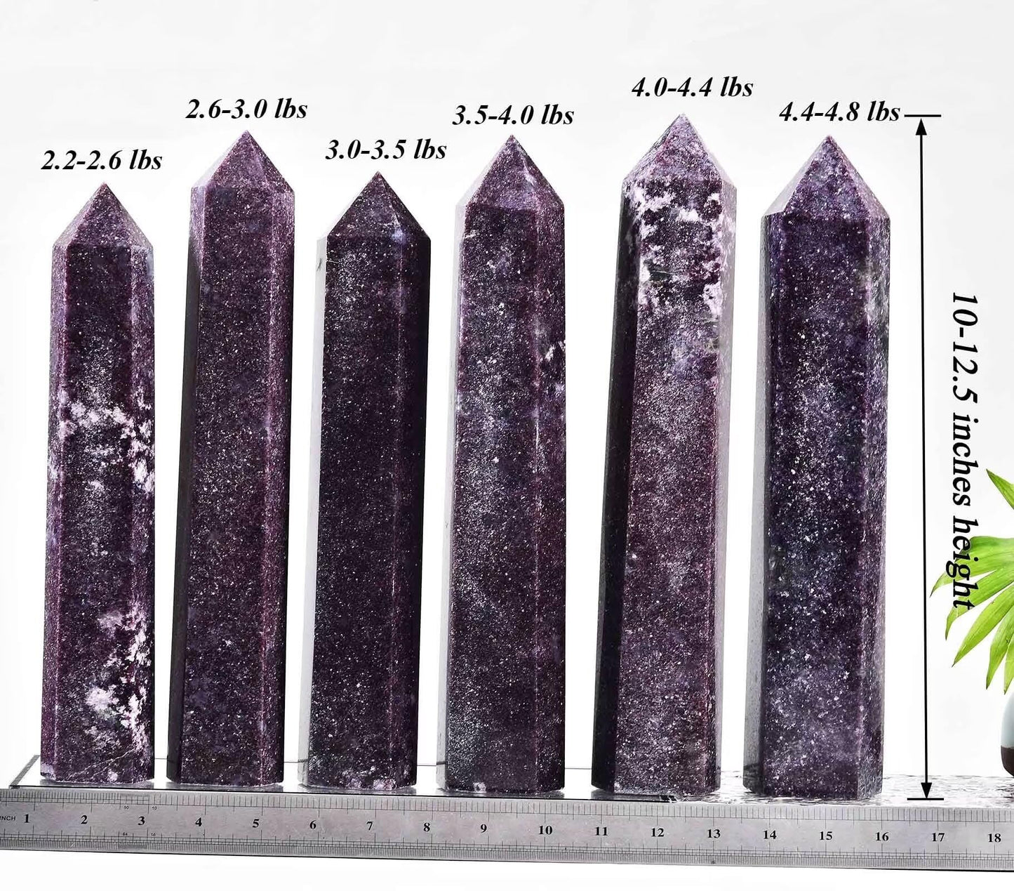 AMOYSTONE Large Lepidolite Stone Wand Healing Crystal Obelisk Tower 6 Faceted Column Reiki Chakra Meditation Therapy 2.2-2.6 LBS