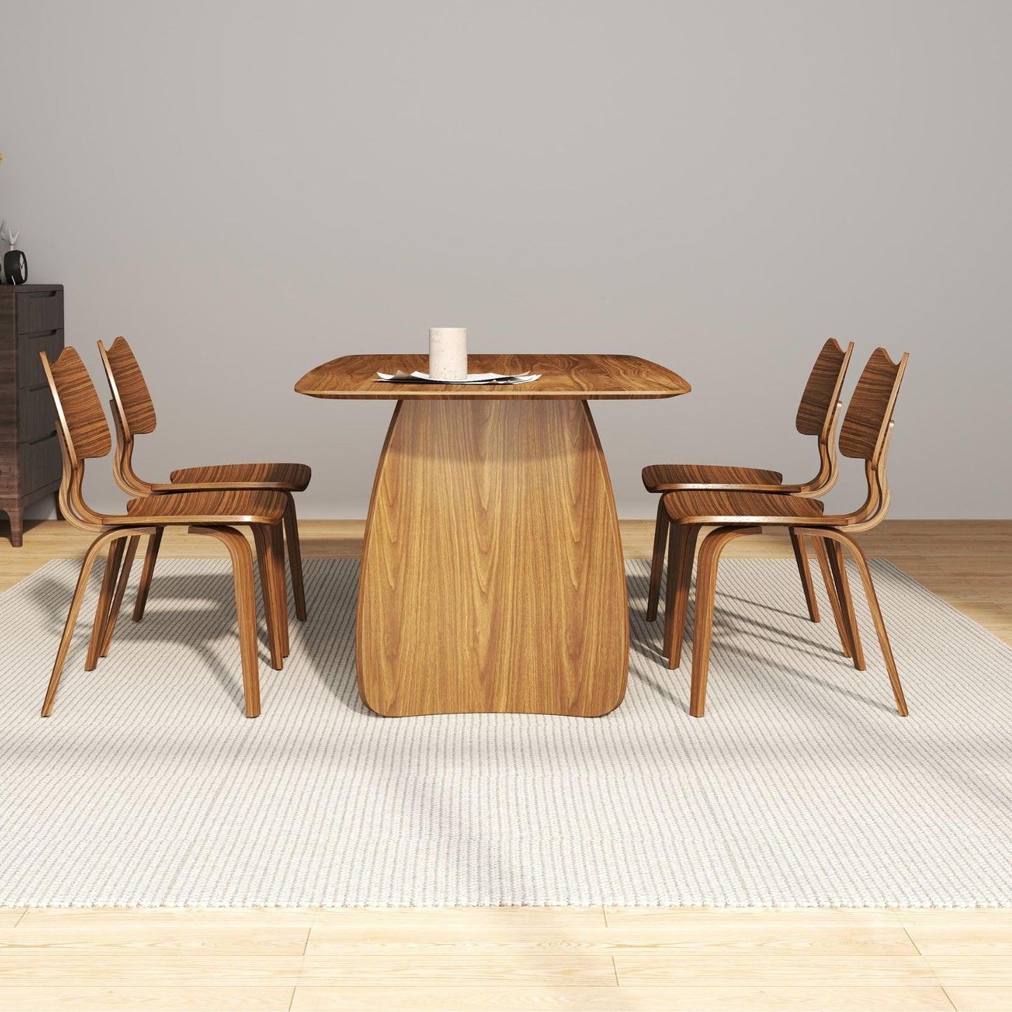 LukeAlon Modern Wooden Dining Table for 6 to 8 People, 71" Large Kitchen Dining Table with Wood Pedestal Base Mid Century Walnut Rectangular Long Dinner Table for Home Dining Room Restaurant, Brown