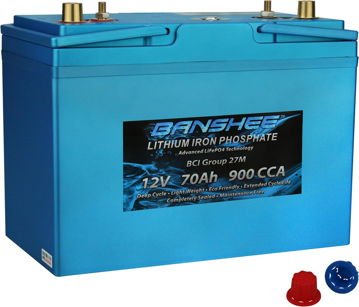 Deep Cycle Lithium Ion Marine Battery Group 27 Dual Terminal Replaces Optima D27M Blue Top 900CCA