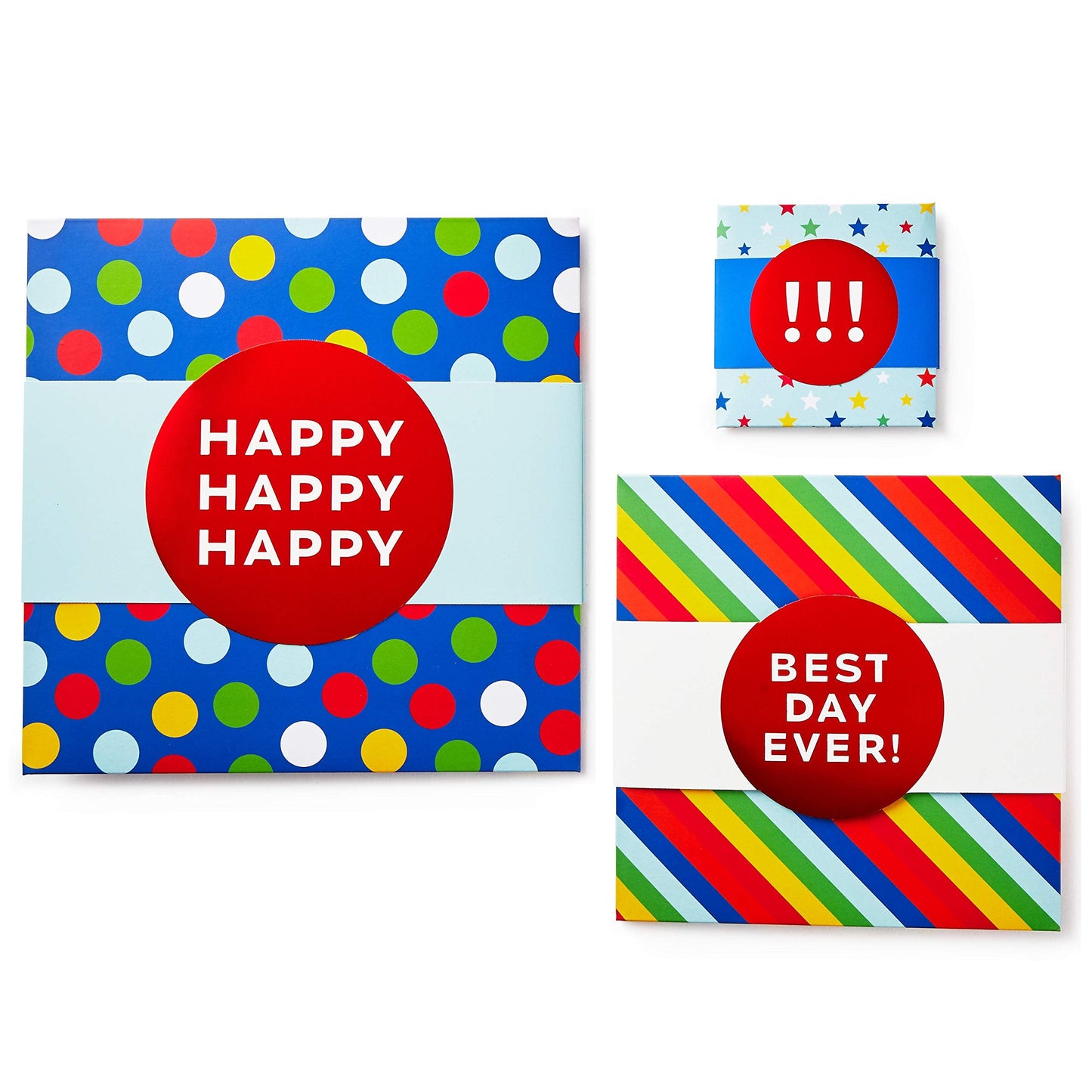 Hallmark Gift Boxes 3-Pack Assorted Sizes (Rainbow Stripes, Dots, Stars) for Birthdays, Weddings, Graduation, Baby Showers, All Occasions, Wrapped Treats and Cookies